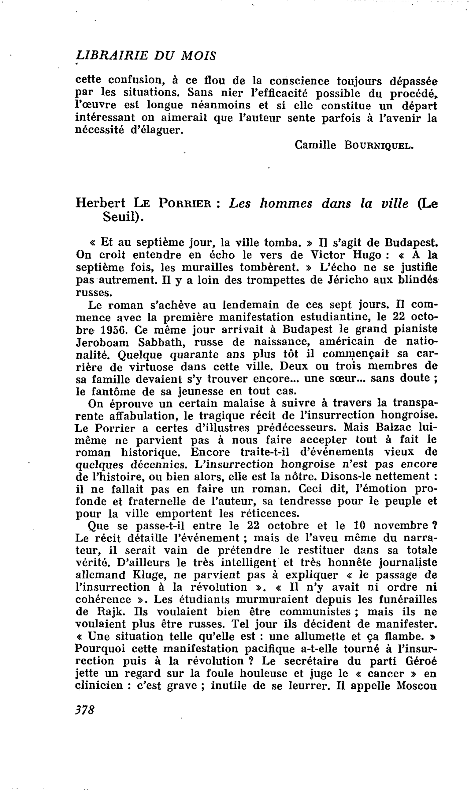 Herbert Le Porrier : Les hommes dans la ville