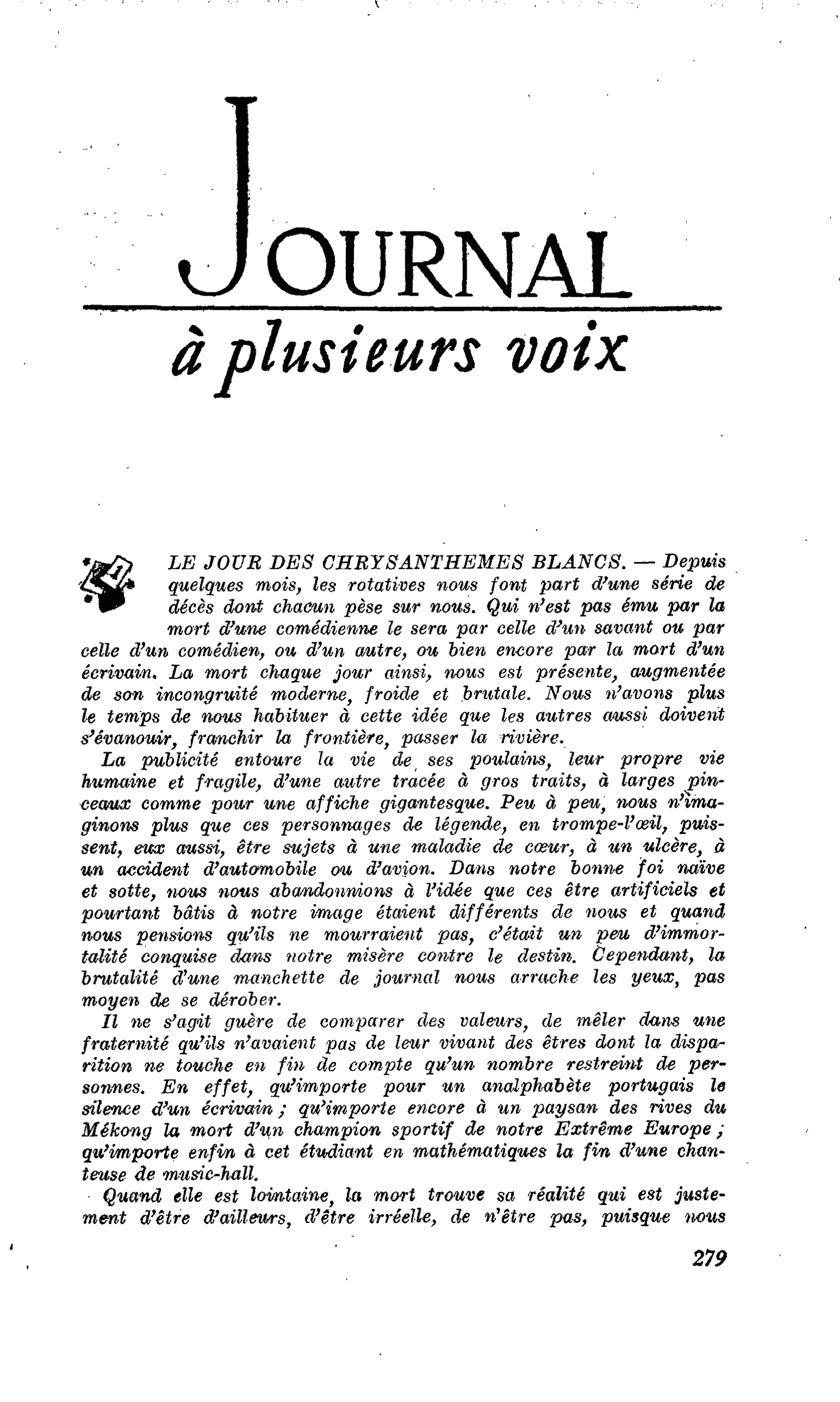 LE JOUR DES CHRYSANTHEMES BLANCS