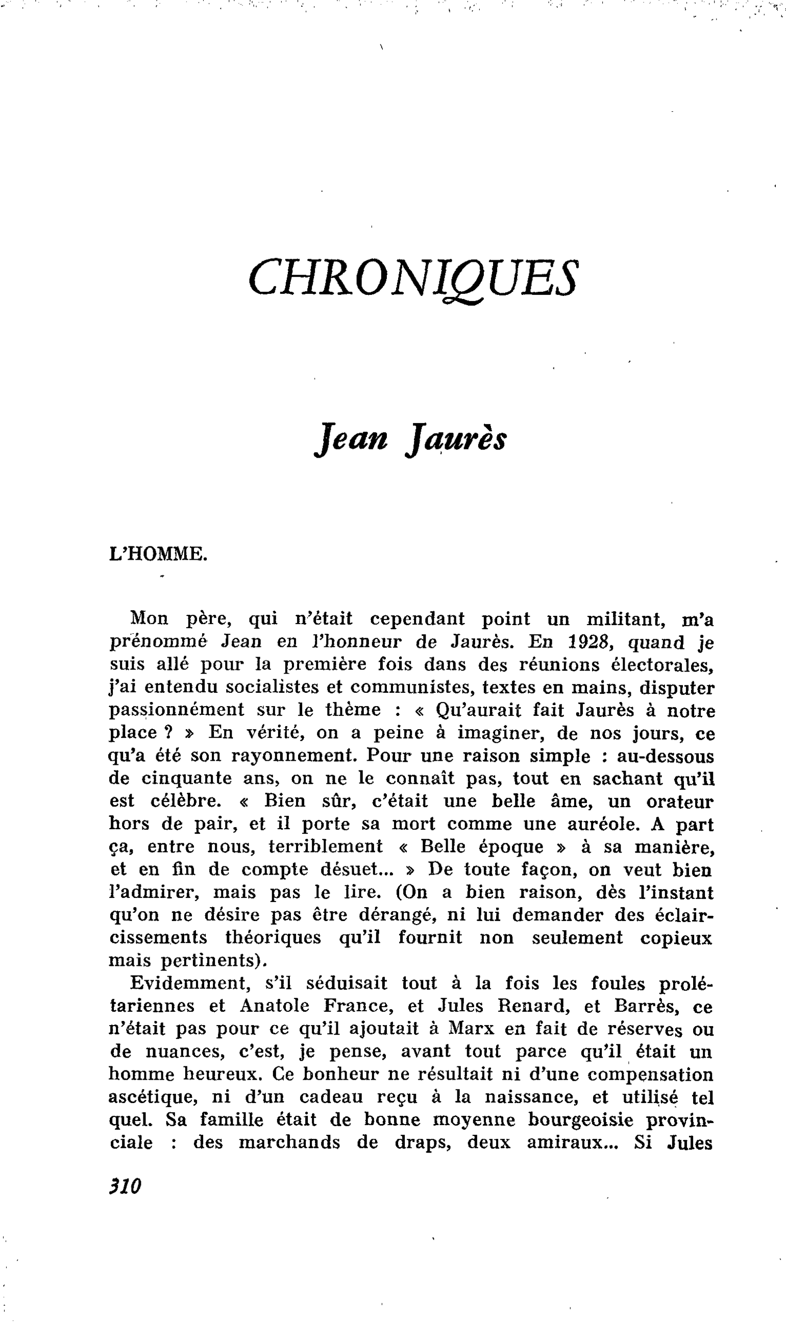 Jean Jaurès : L’HOMME