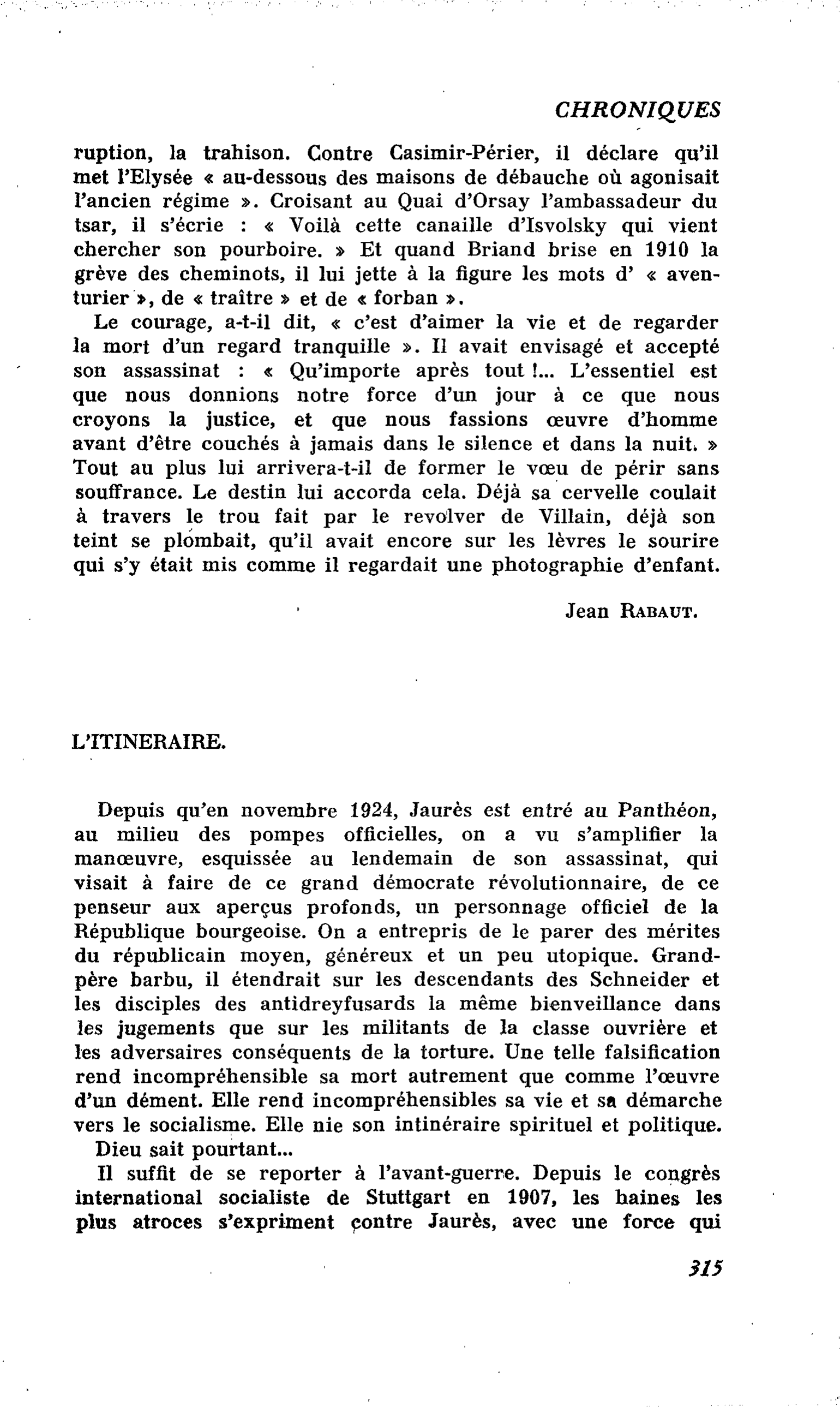 Jean Jaurès : L’ITINERAIRE