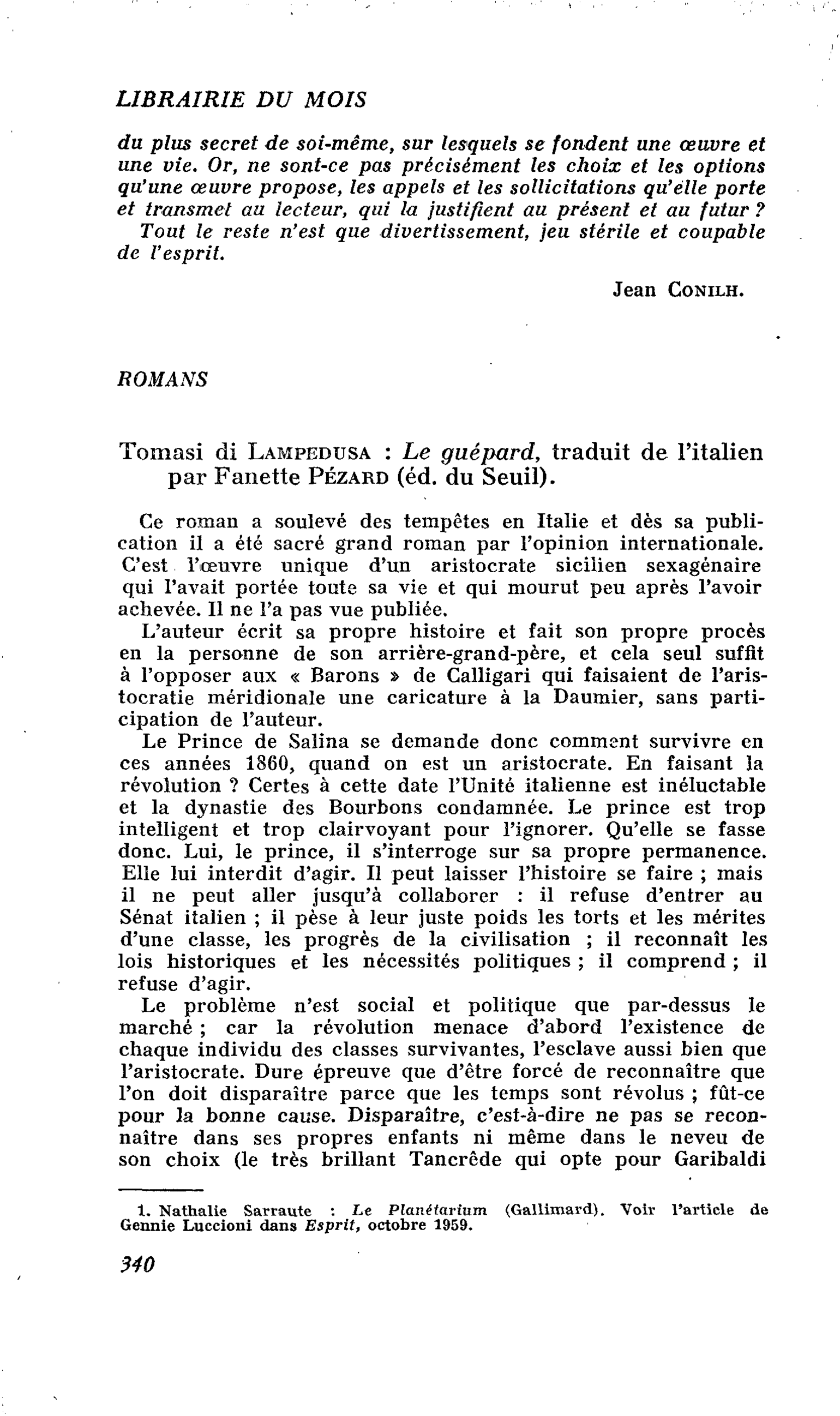 Tomasi di Lampedusa : Le guépard
