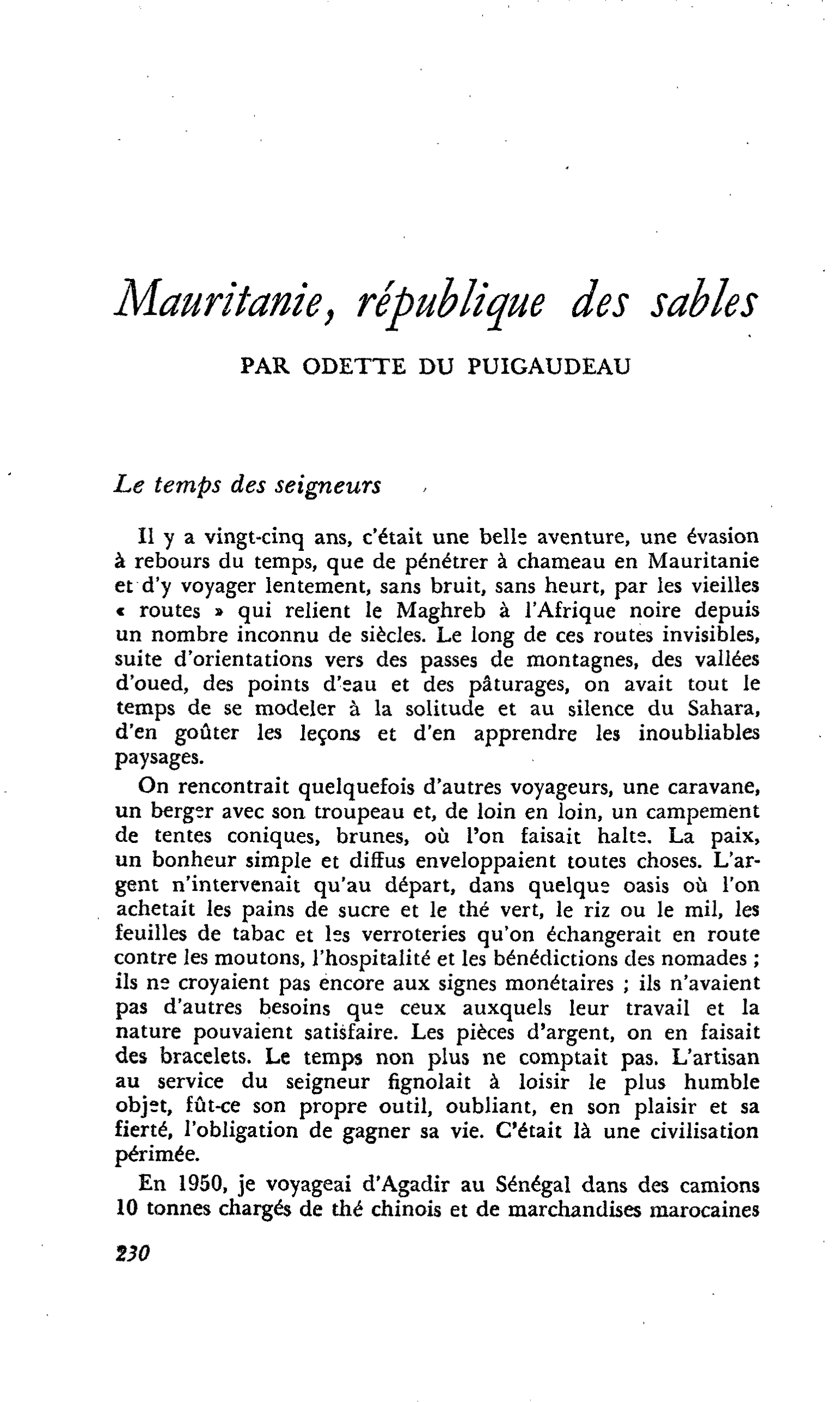 Mauritanie, république des sables