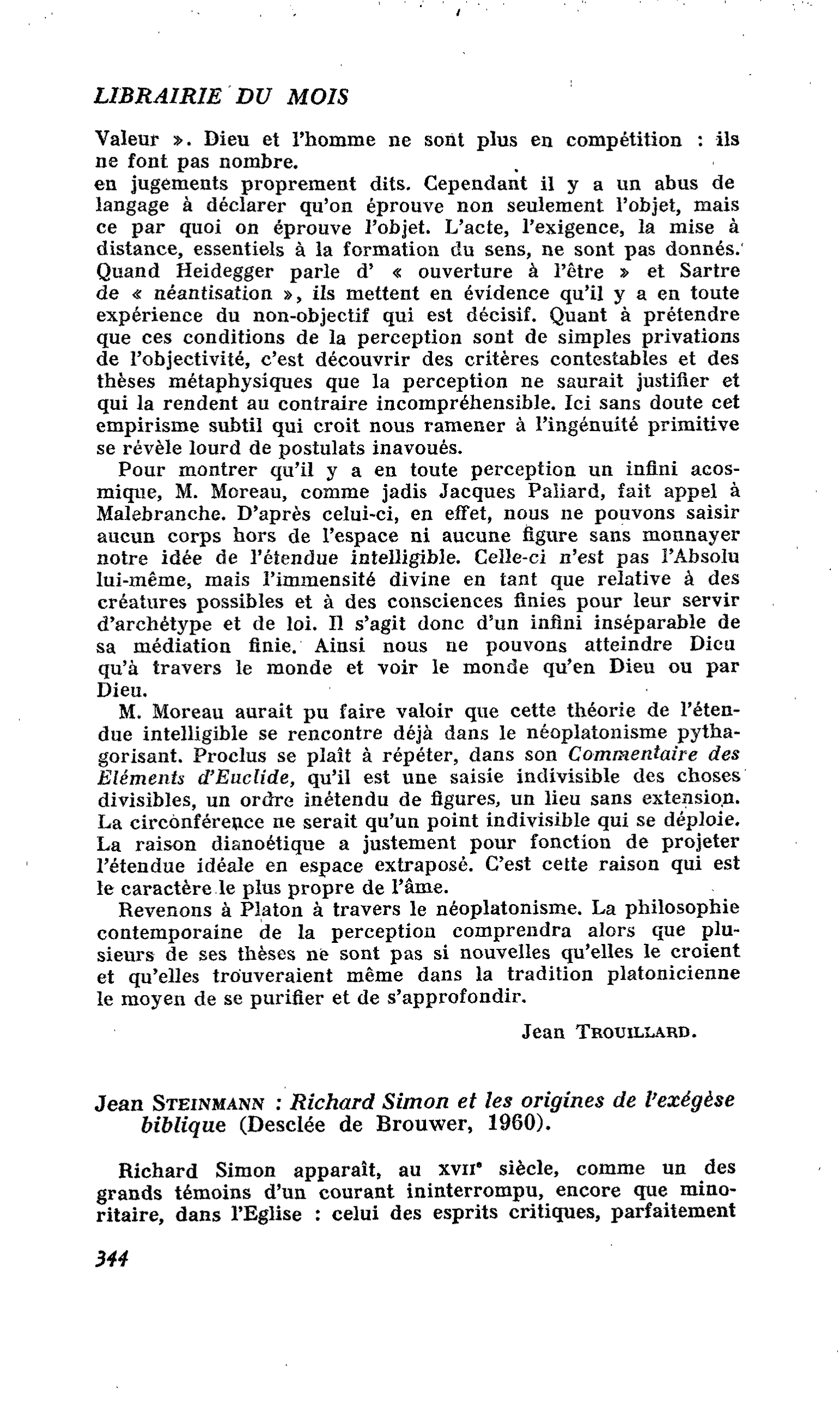 Jean Steinmann : Richard Simon et les origines de l’exégèse biblique