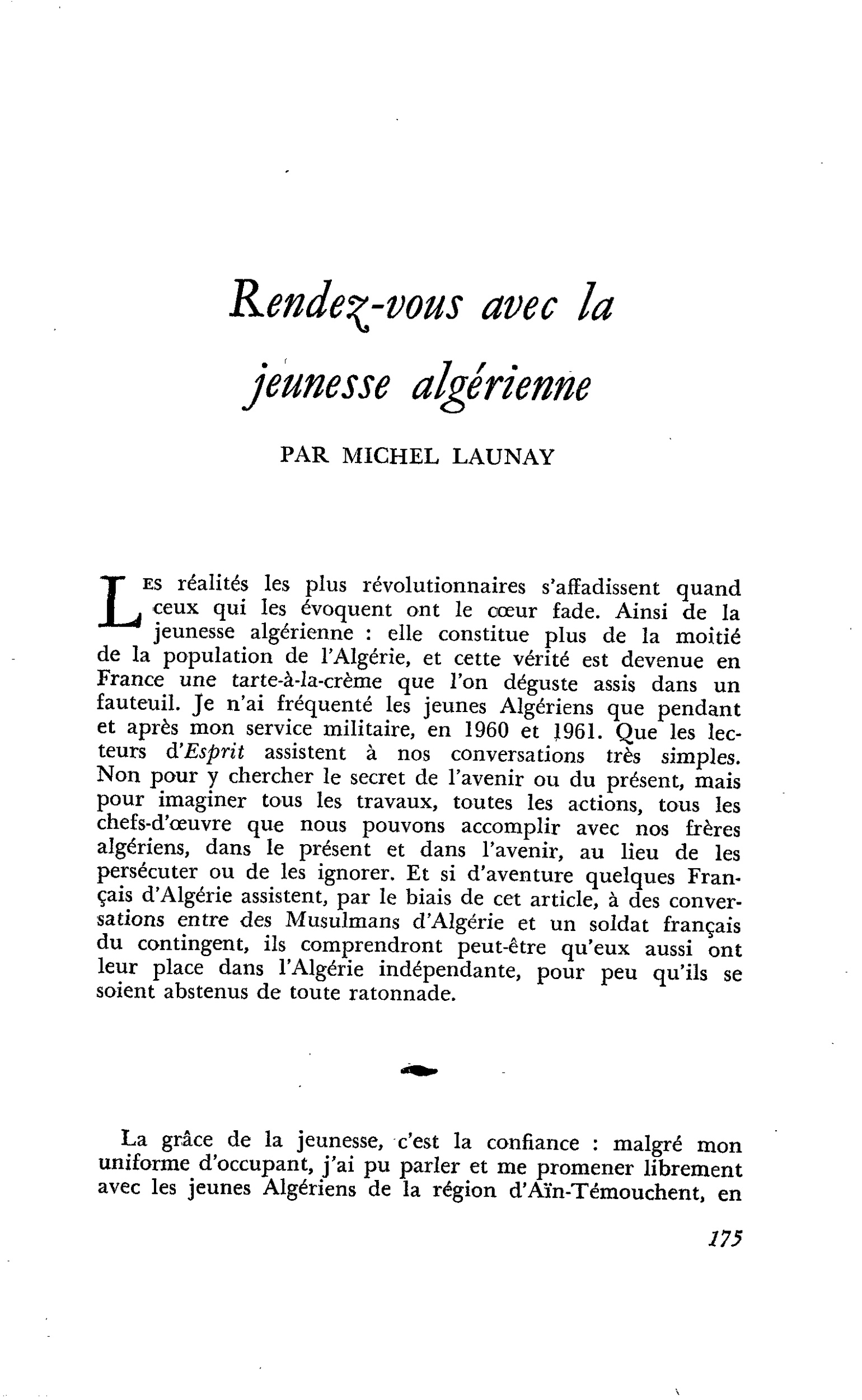 Rendez-vous avec la jeunesse algérienne