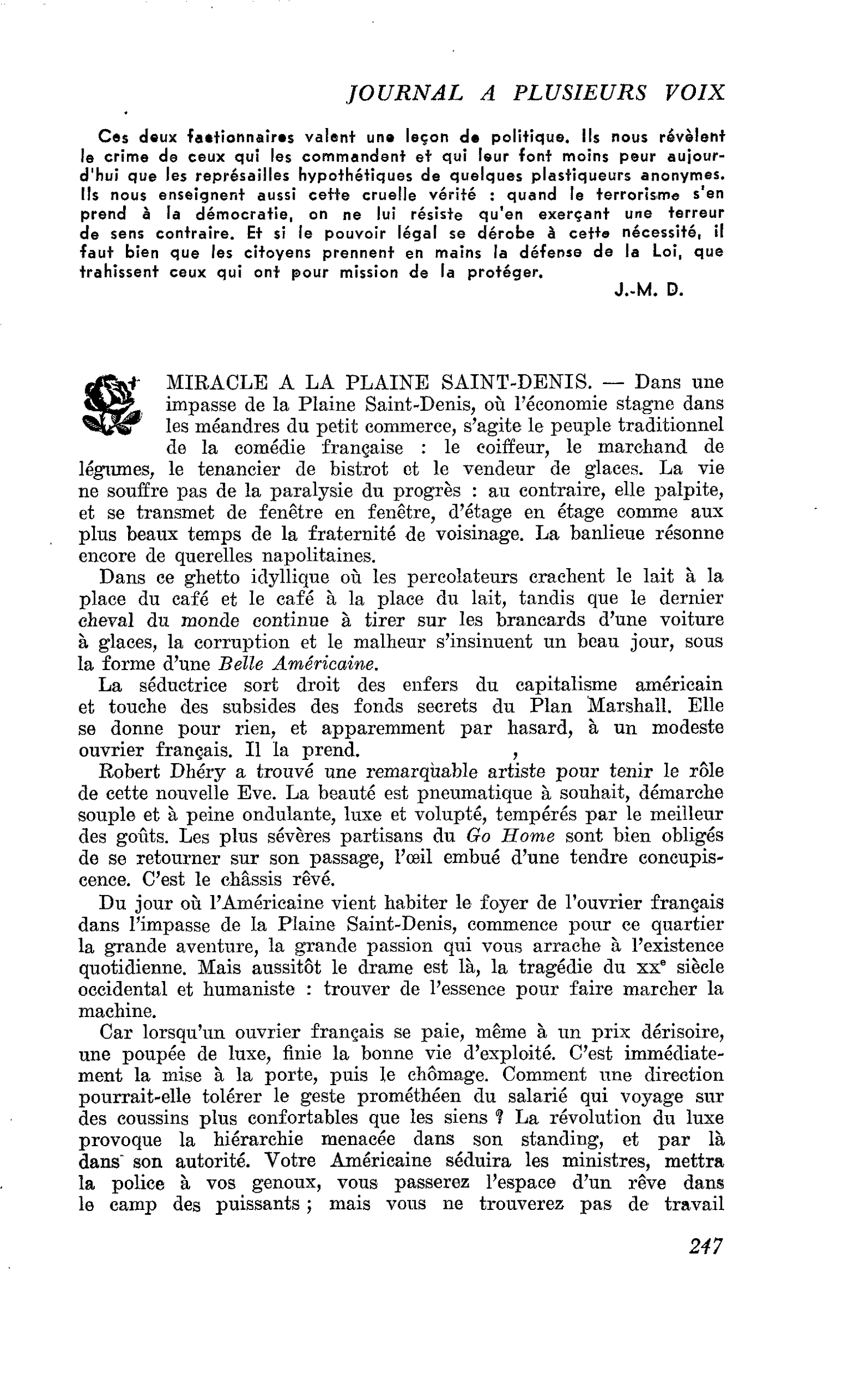 MIRACLE A LA PLAINE SAINT-DENIS