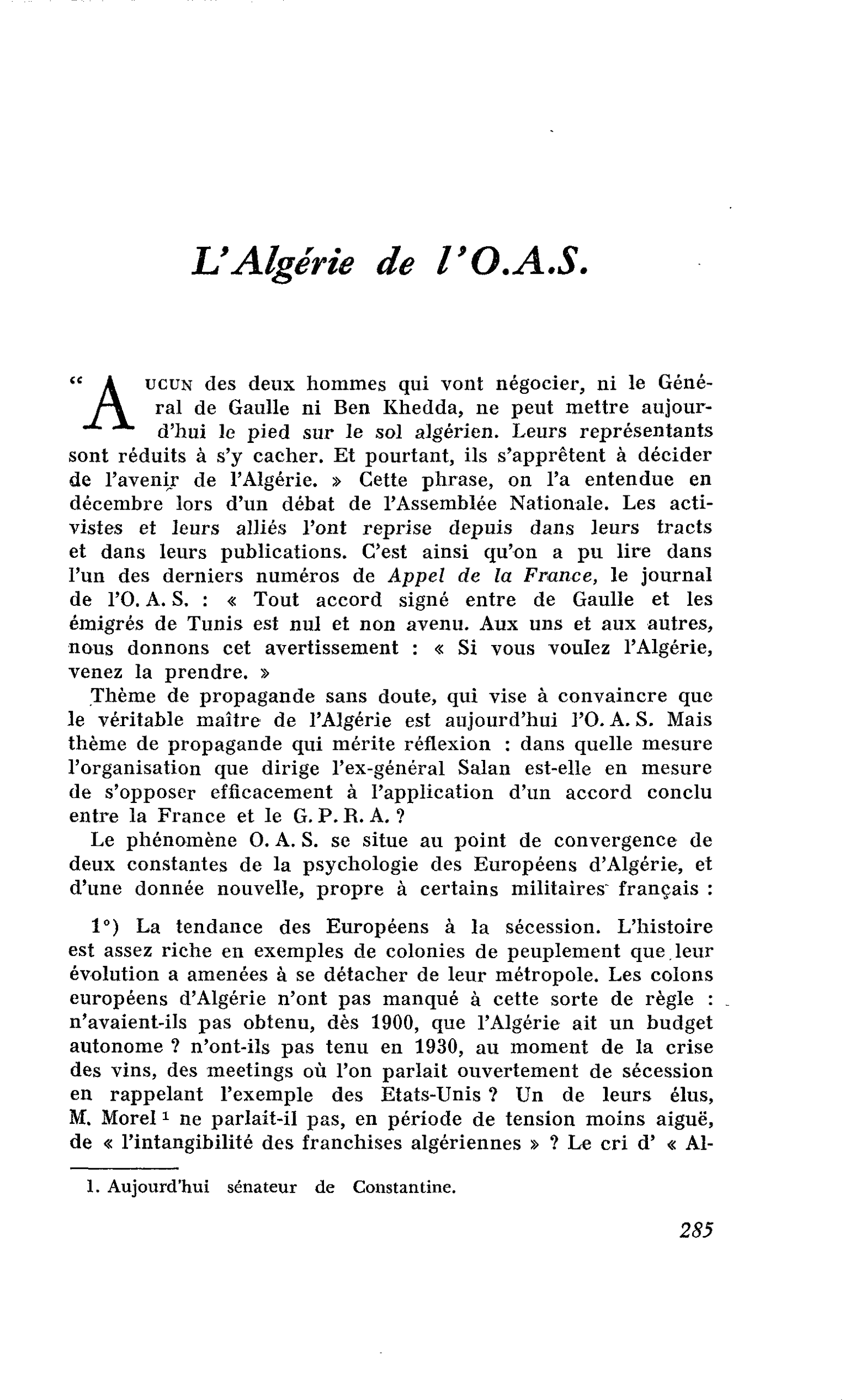 L’Algérie de L’O.A.S.