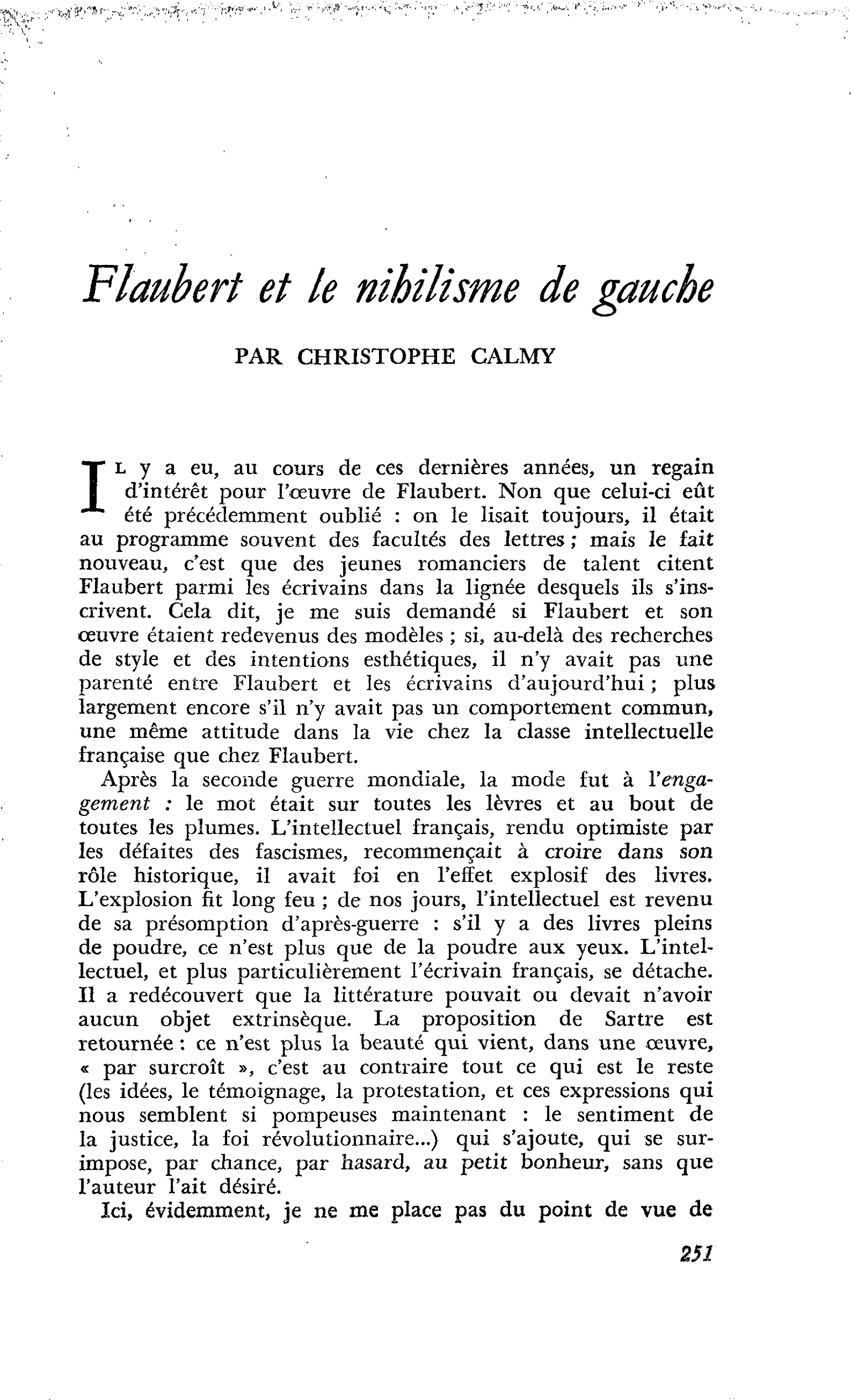 Flaubert et le nihilisme de gauche