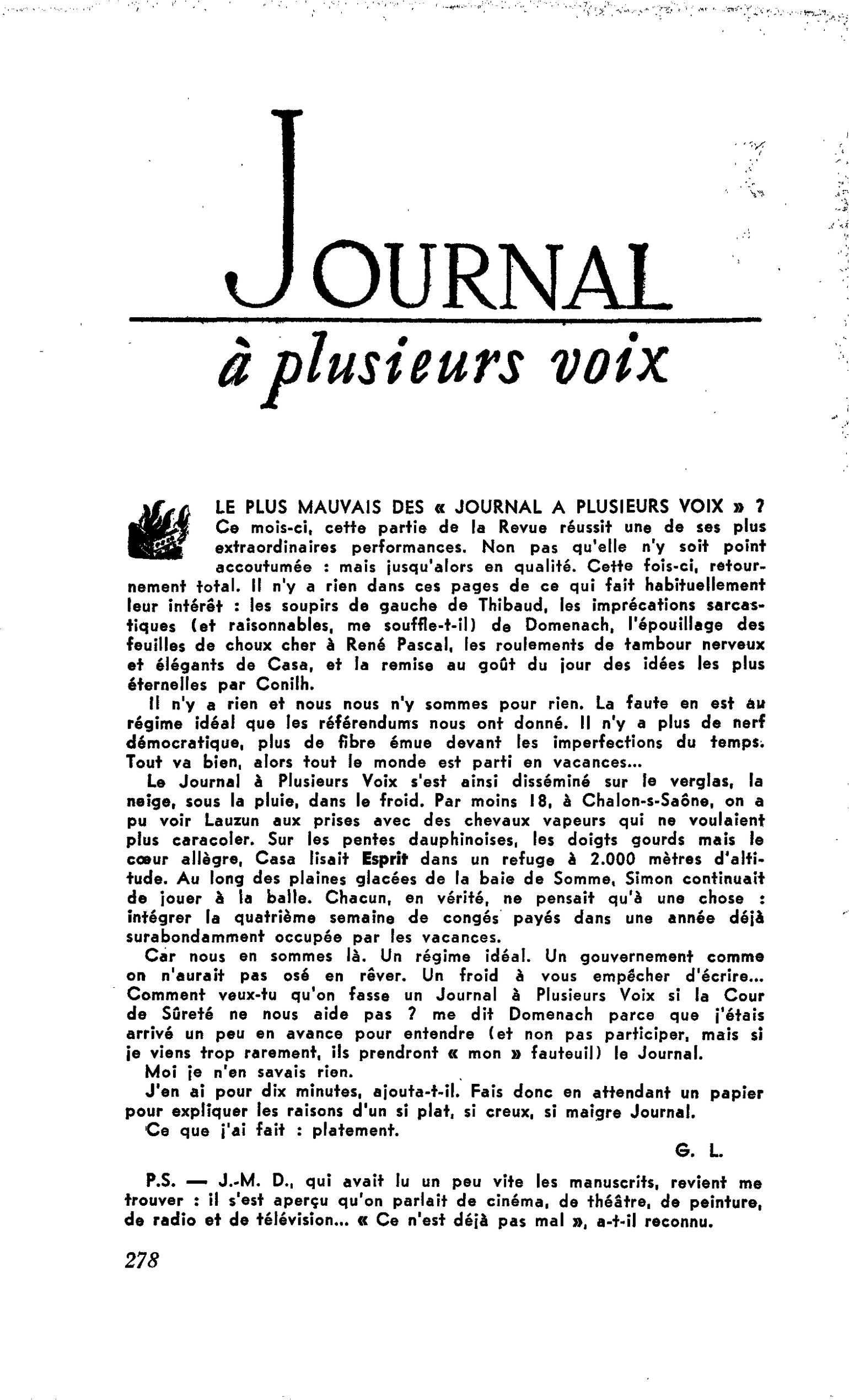 LE PLUS MAUVAIS DES « JOURNAL A PLUSIEURS VOIX » ?