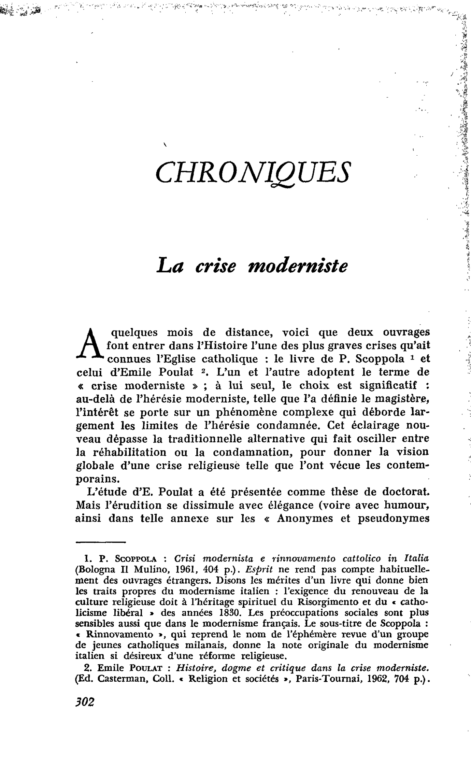 La crise moderniste