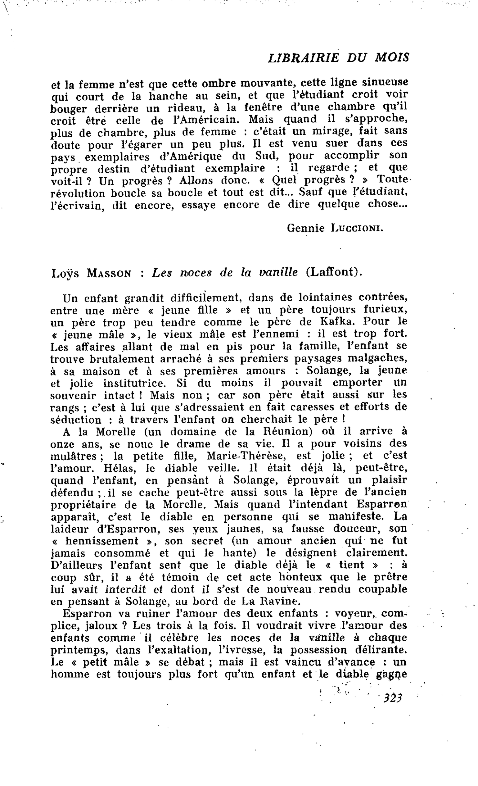 Loÿs Masson : Les noces de la vanille