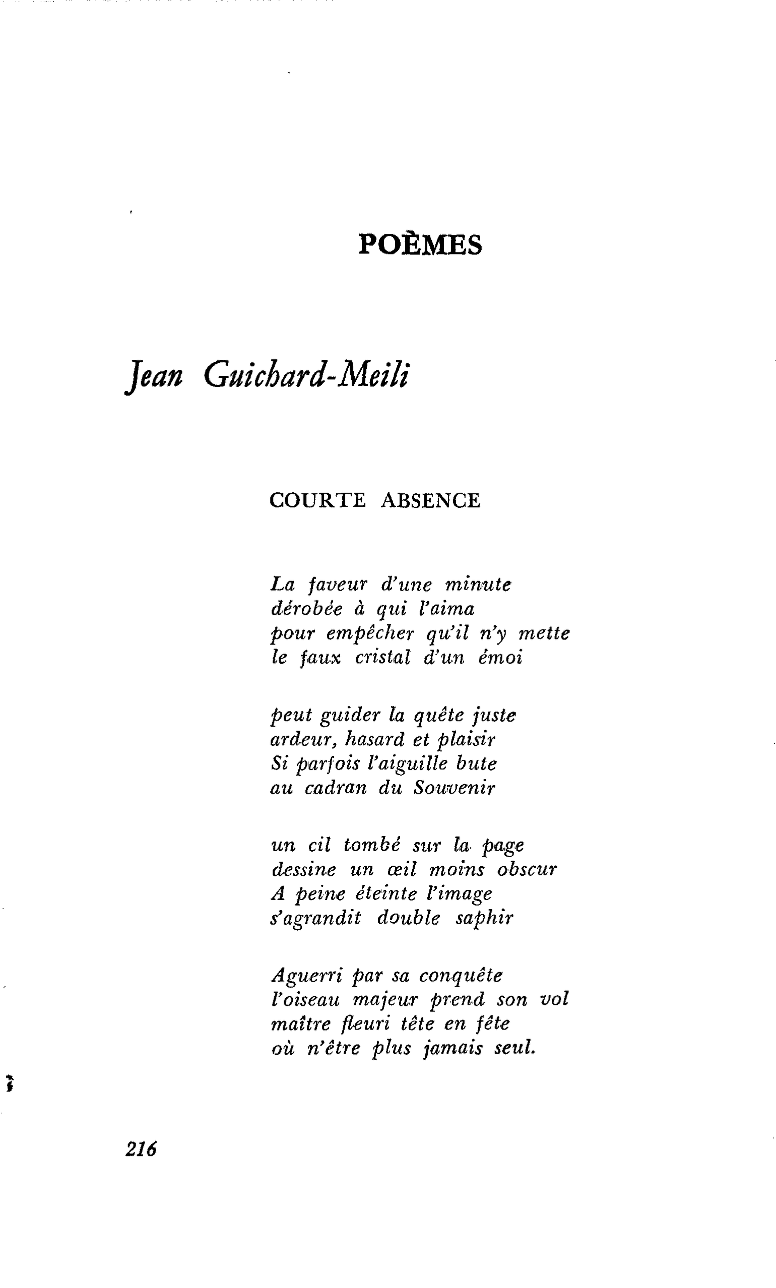 POÈMES : Jean Guichard-Meili