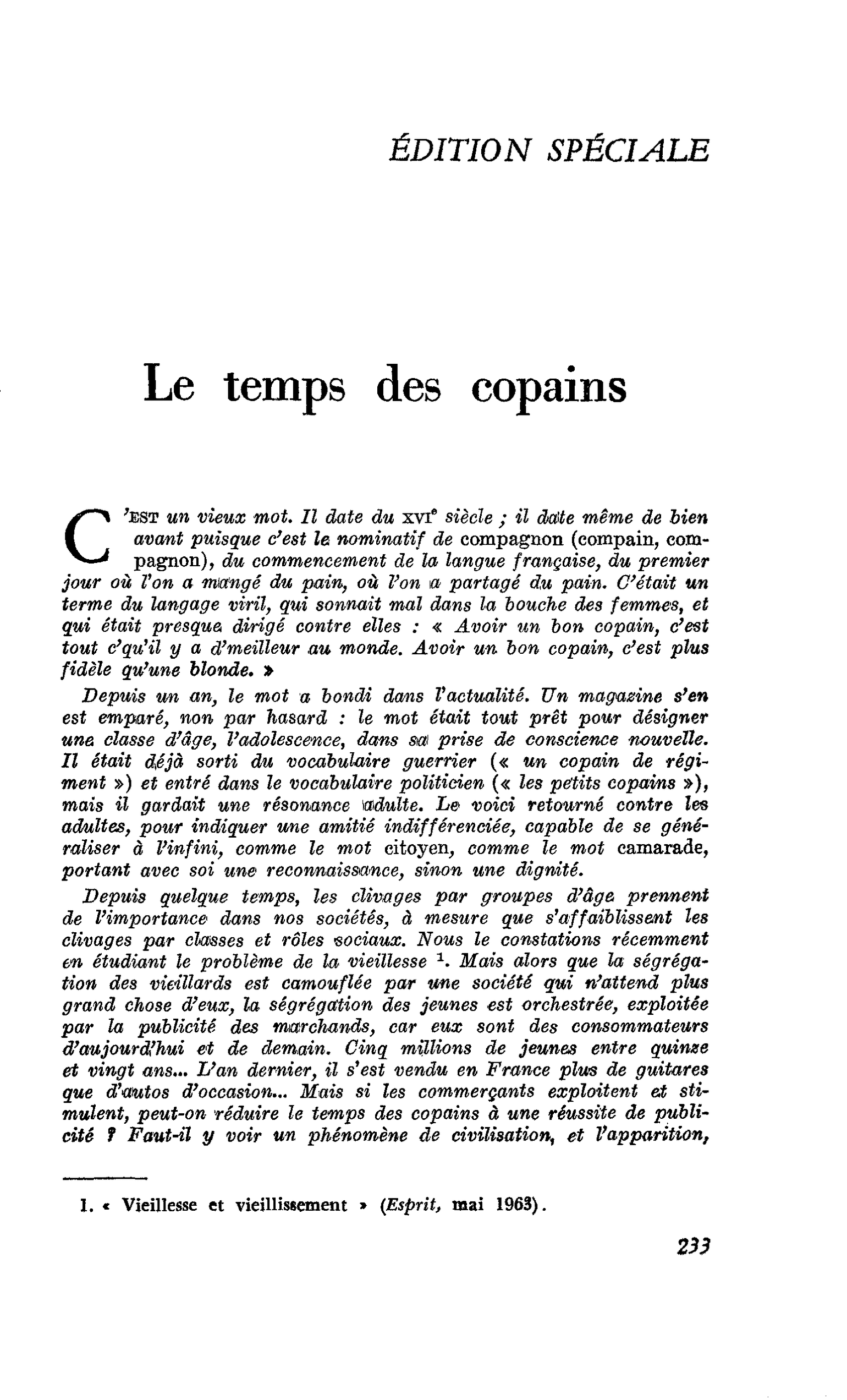 Le temps des copains