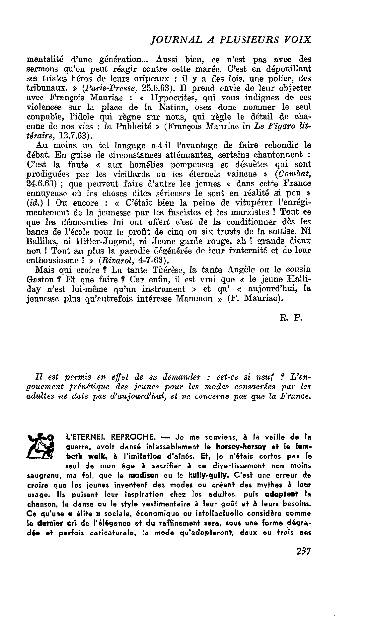 L’ETERNEL REPROCHE
