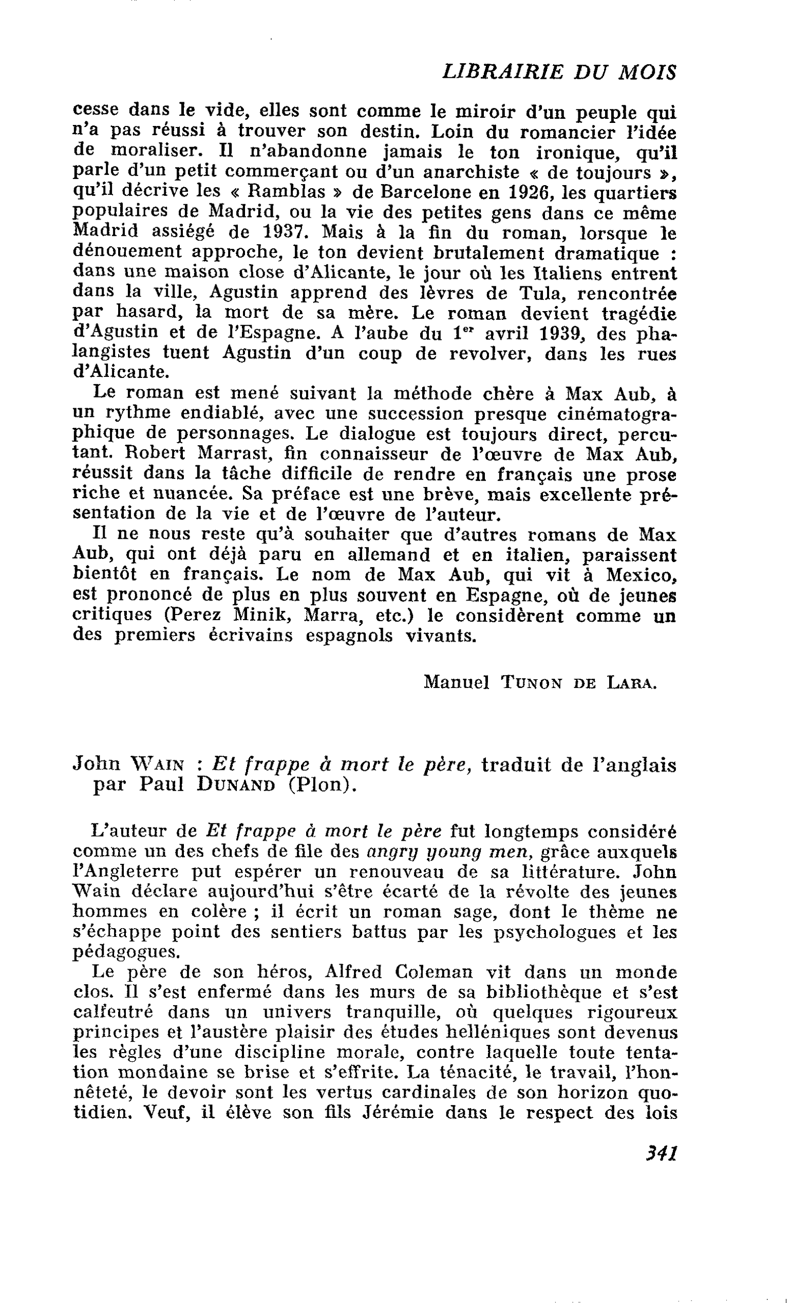 John Wain : Et frappe à mort le père