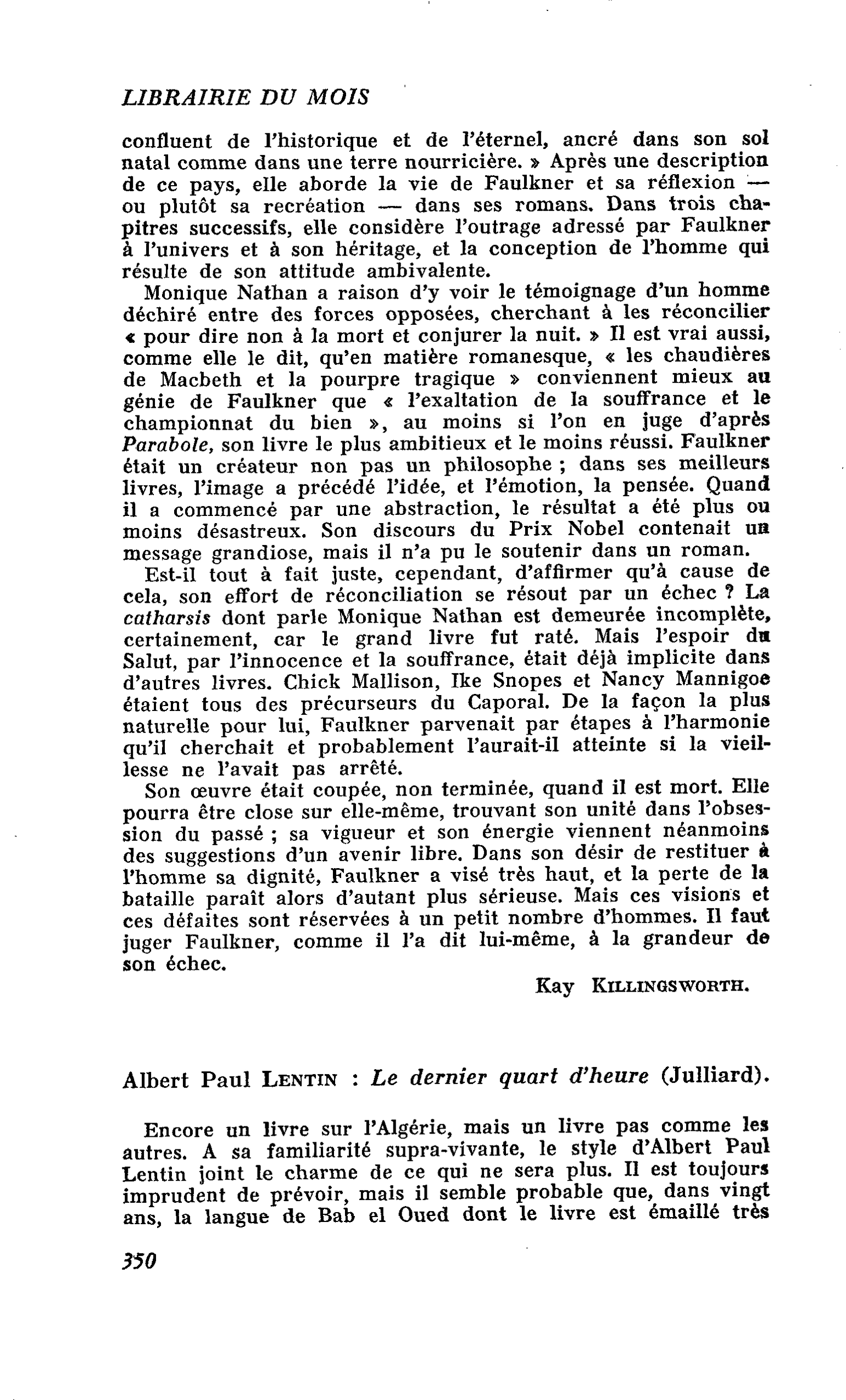 Albert Paul Lentin : Le dernier quart d’heure