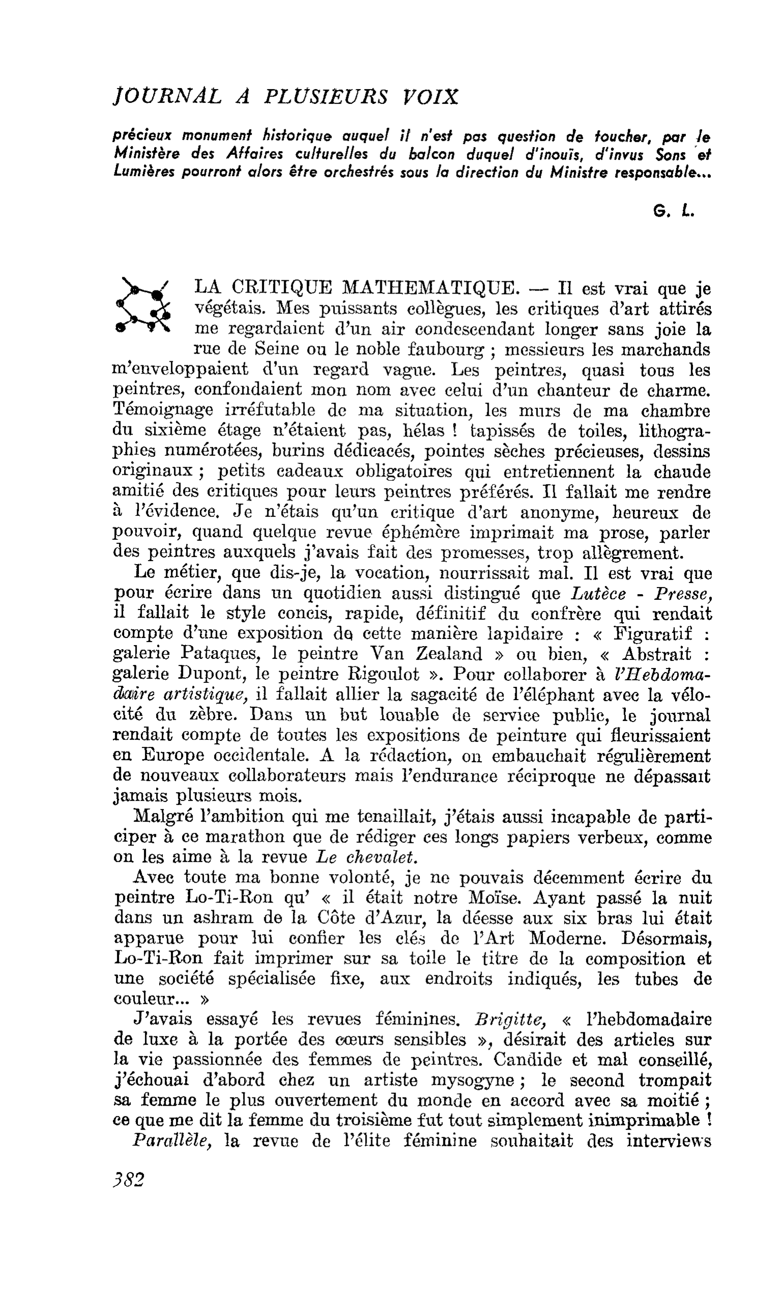 LA CRITIQUE MATHEMATIQUE