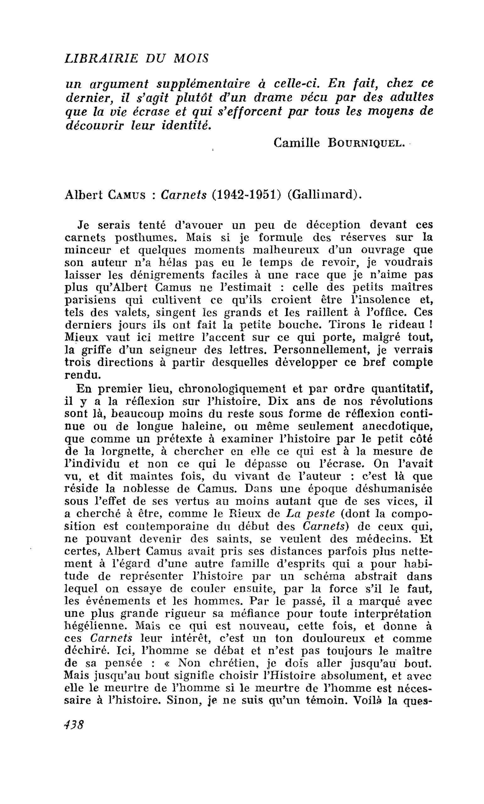 Albert Camus : Carnets (1942-1951)
