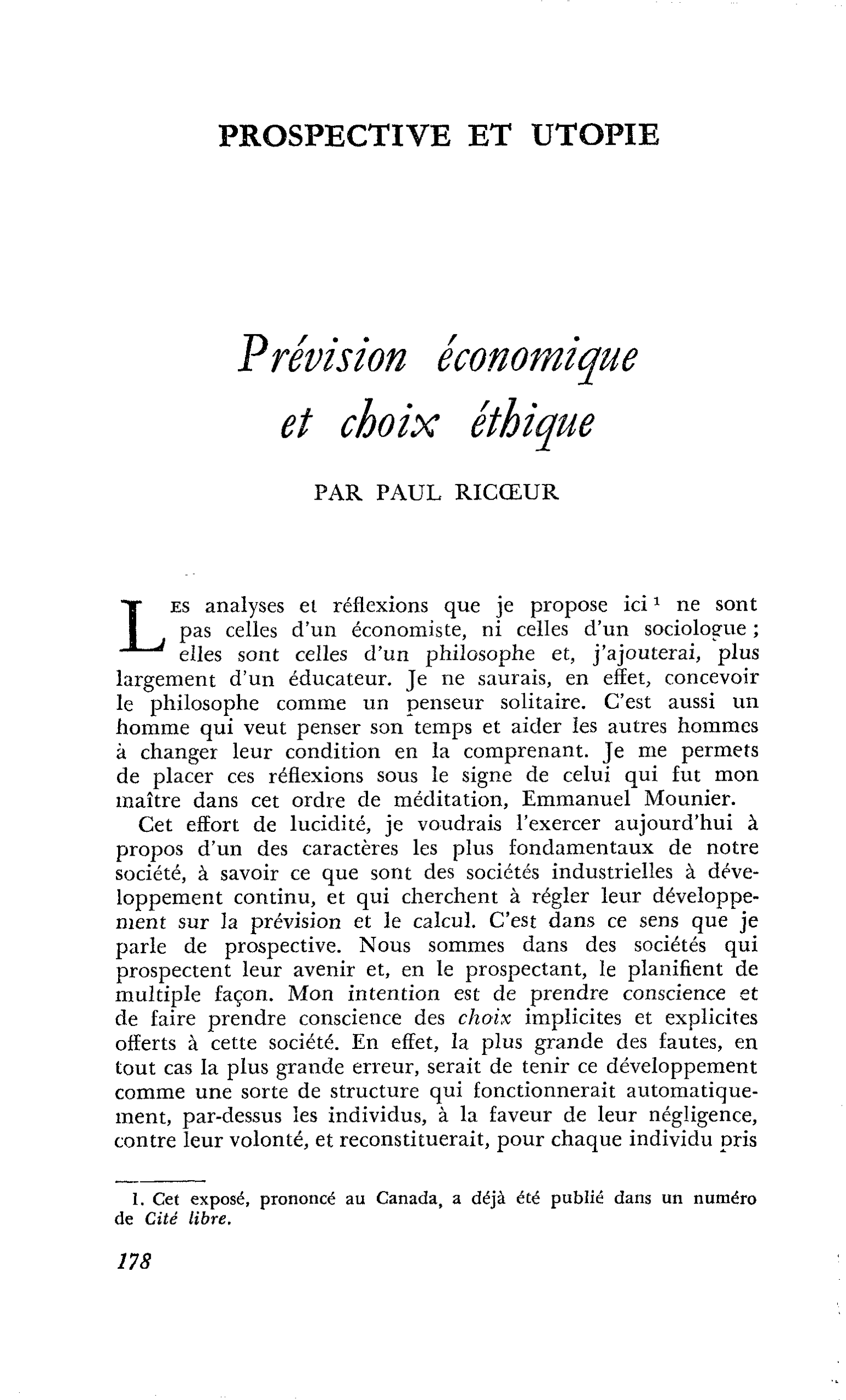 Prévision économique et choix éthique