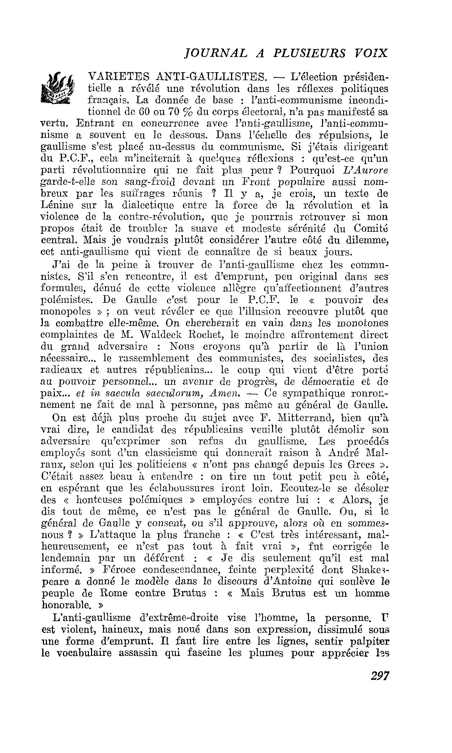 VARIETES ANTI-GAULLISTES
