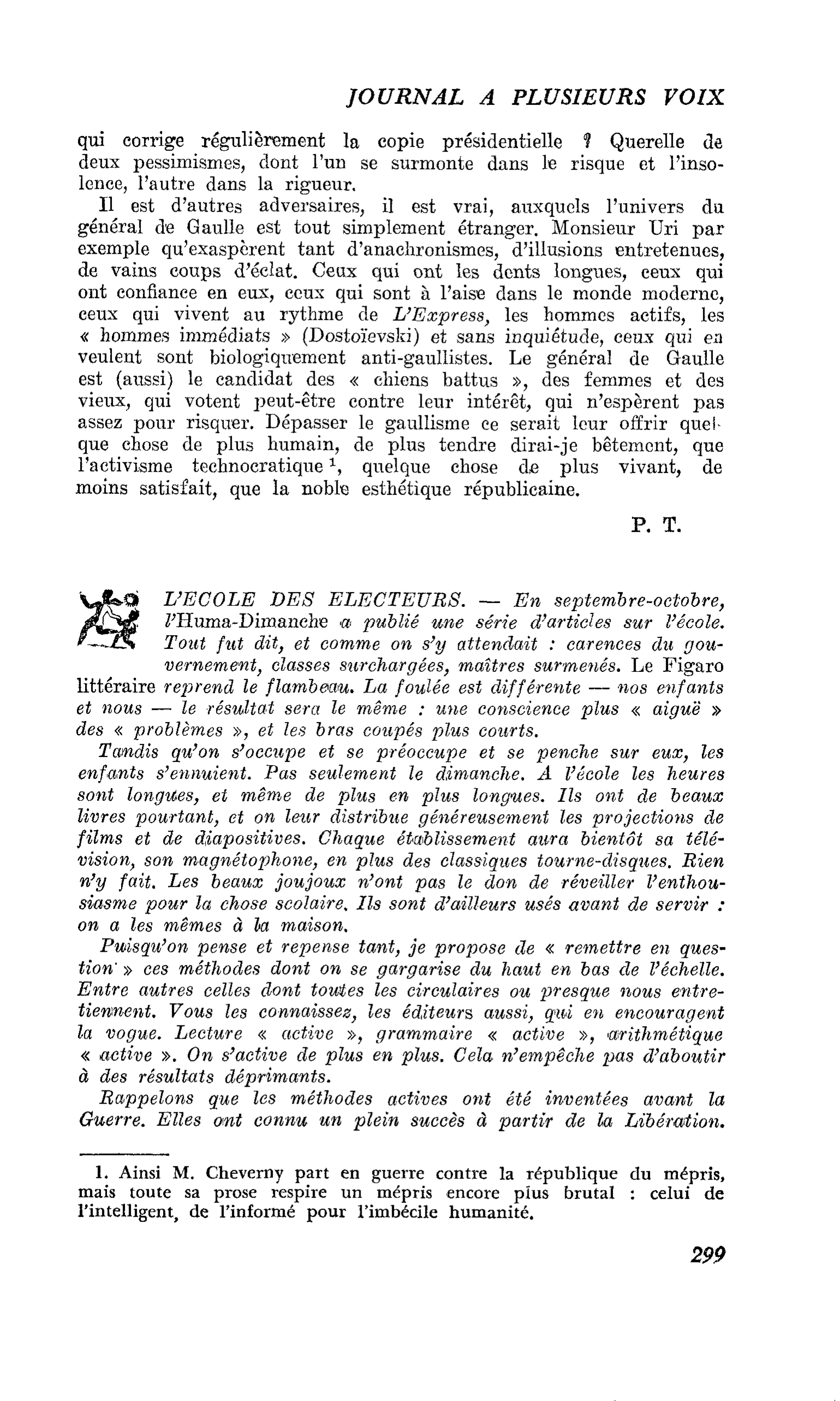 L’ECOLE DES ELECTEURS