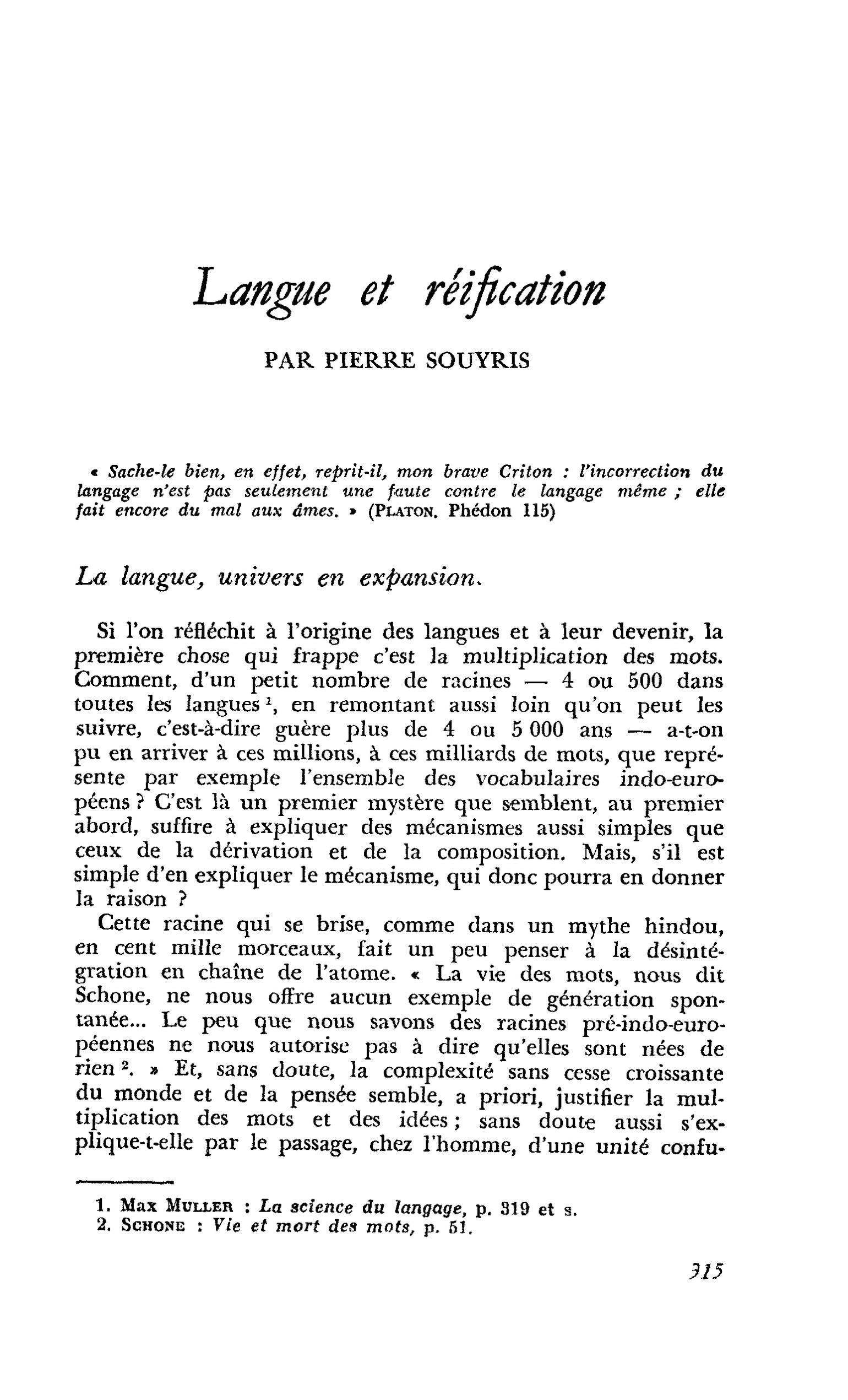Langue et réification