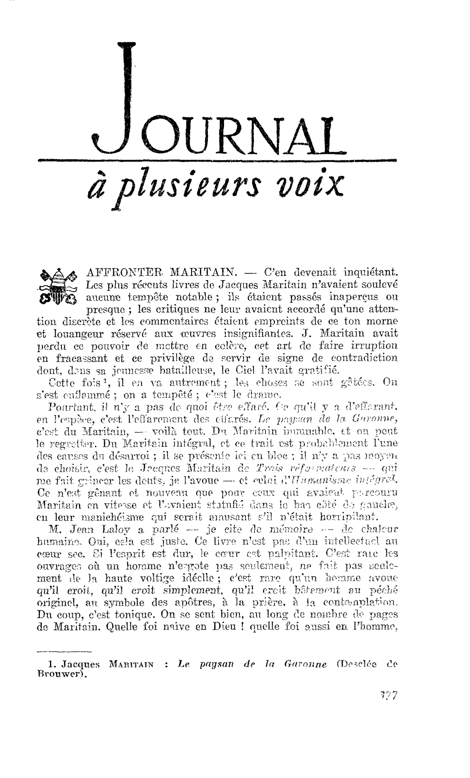 AFFRONTER MARITAIN