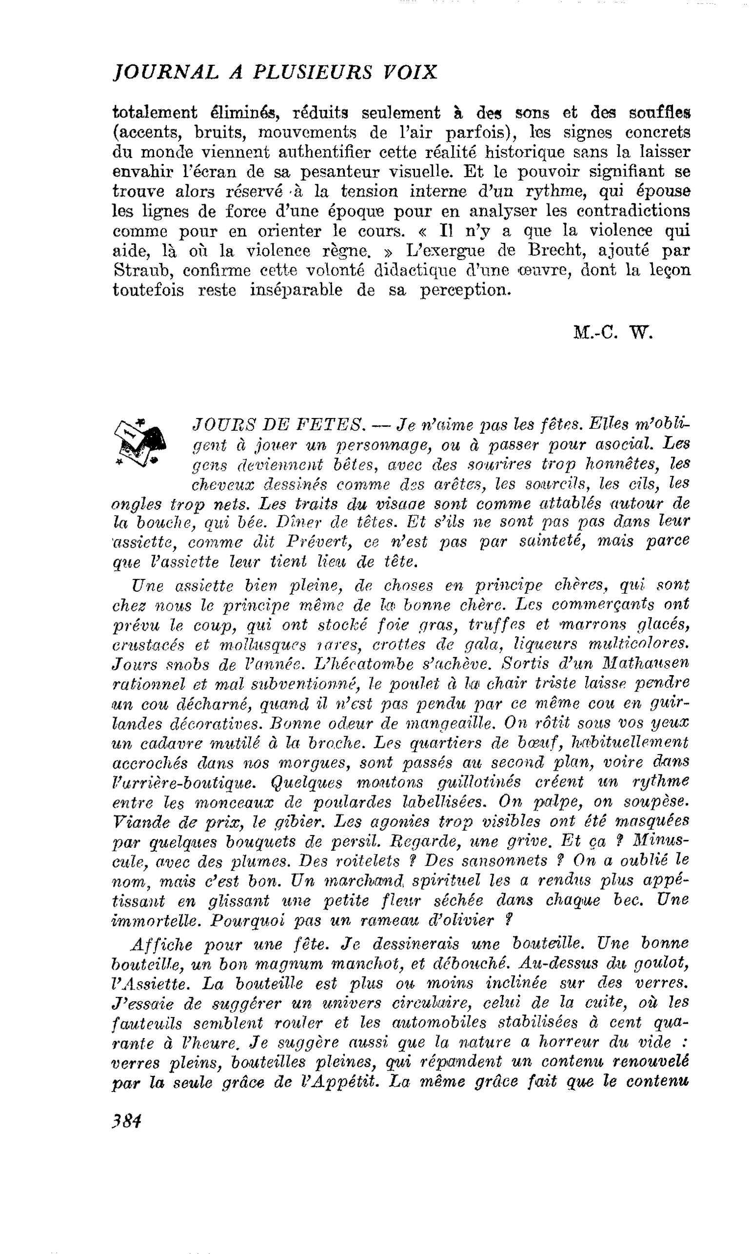 JOURS DE FETES