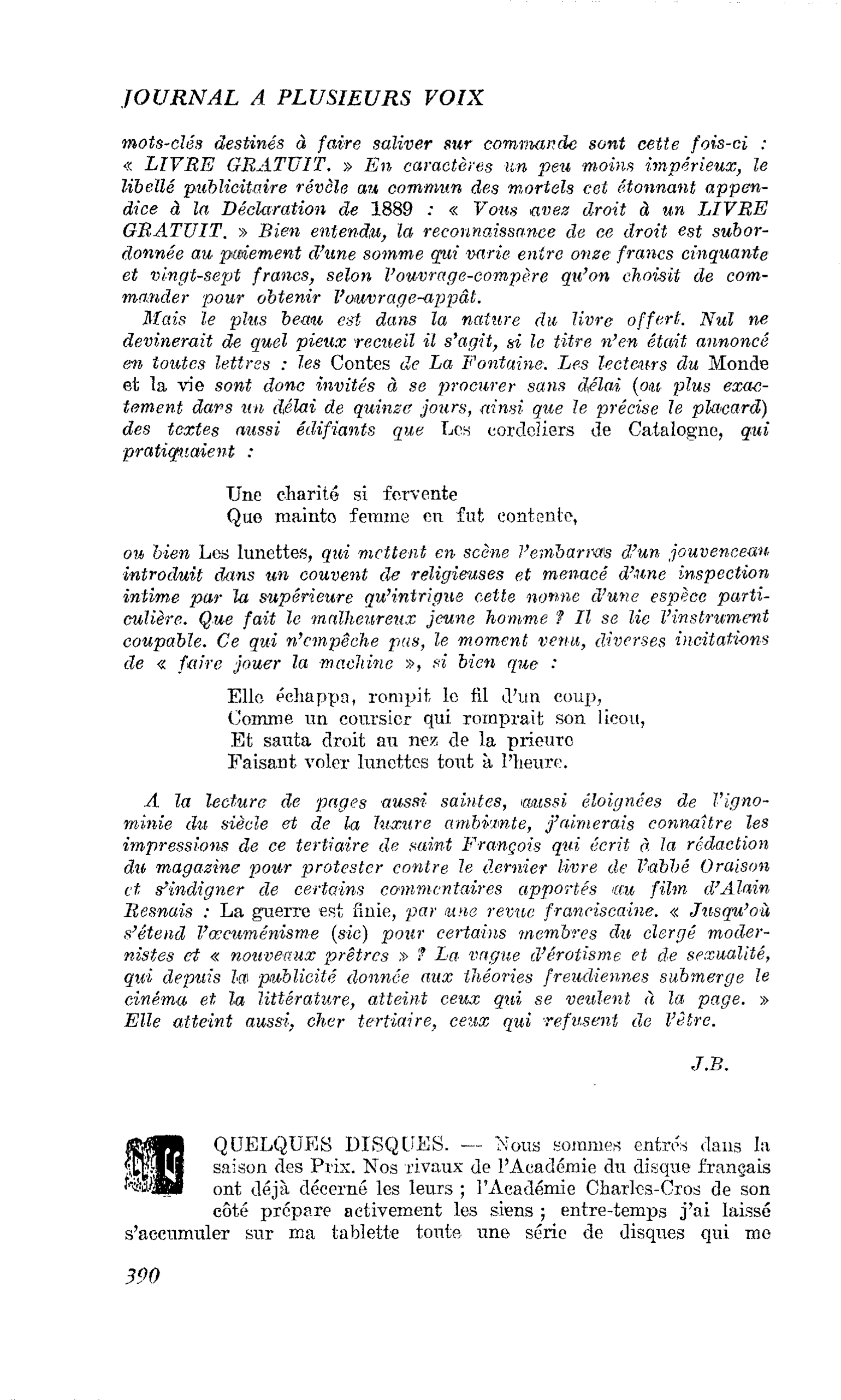 QUELQUES DISQUES