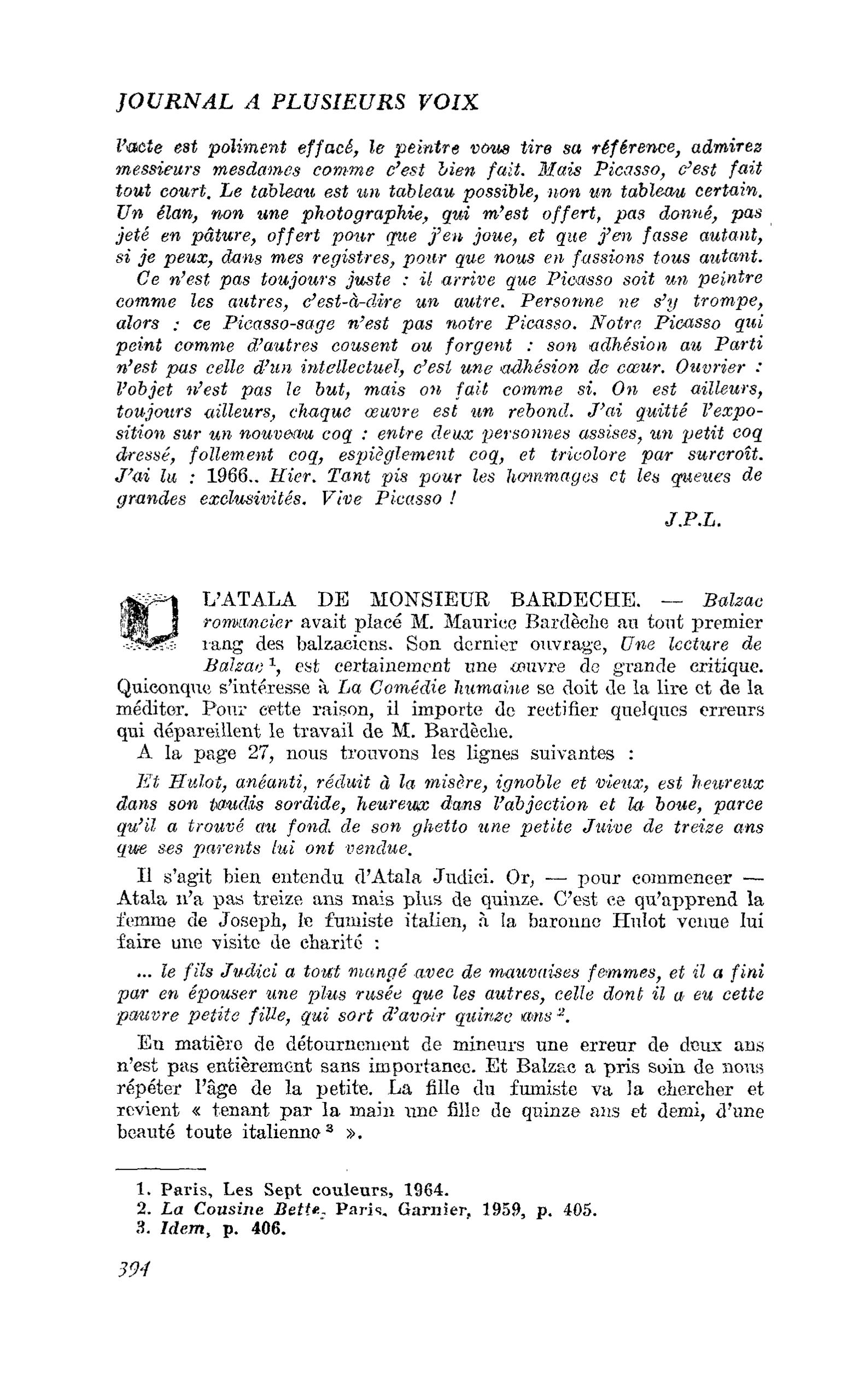 L’ATALA DE MONSIEUR BARDECHE