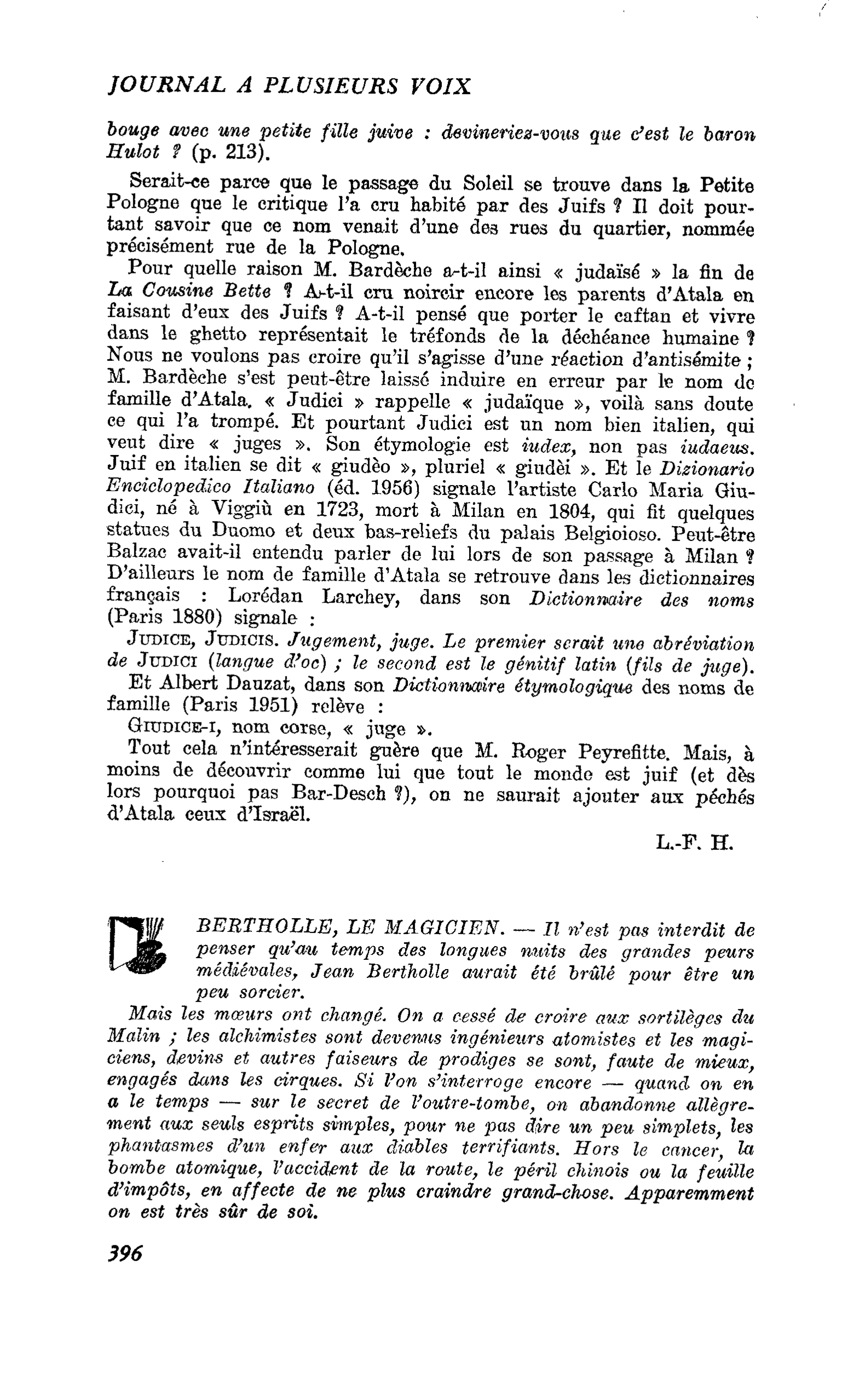 BERTHOLLE, LE MAGICIEN
