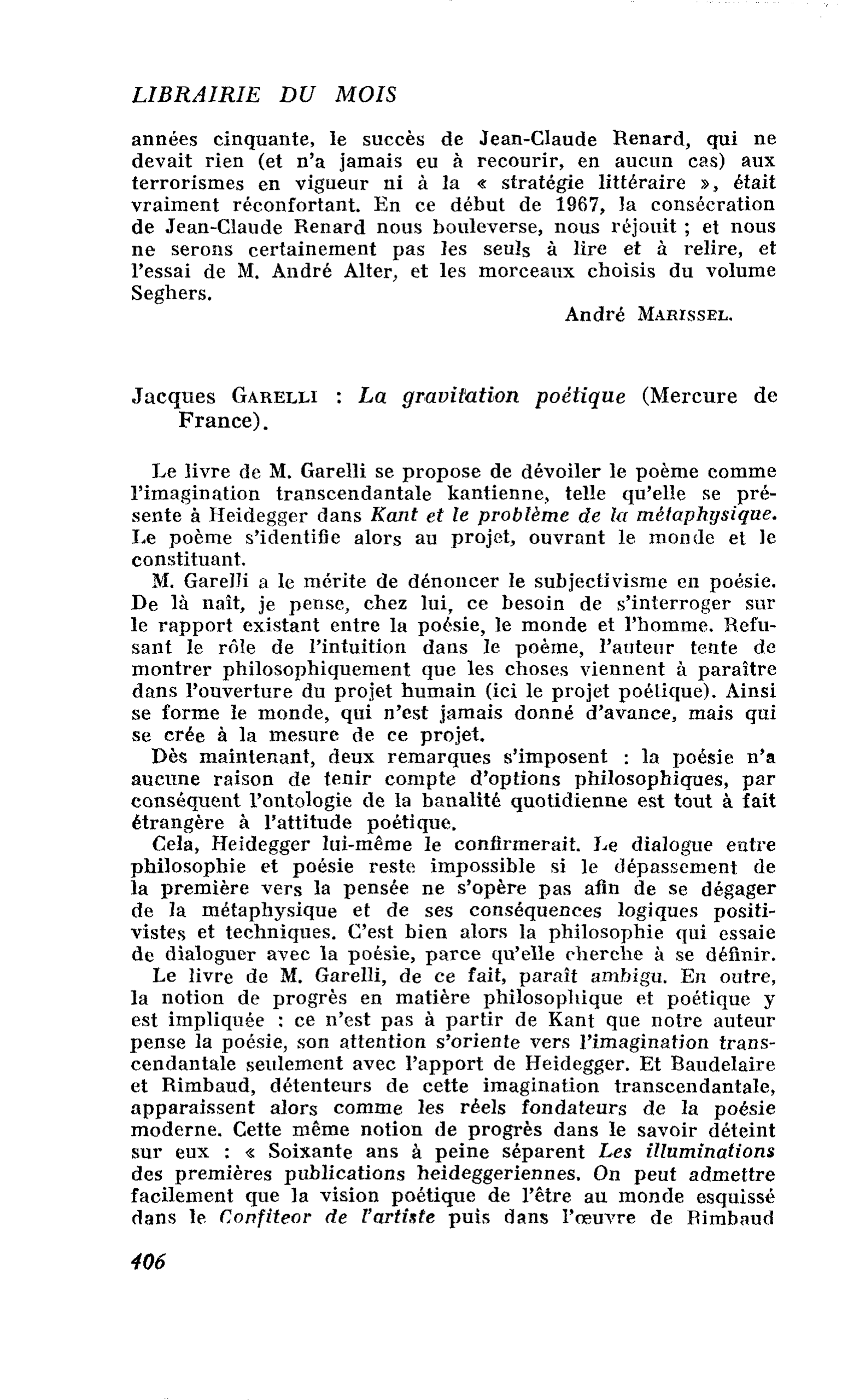 Jacques Garelli : La gravitation poétique