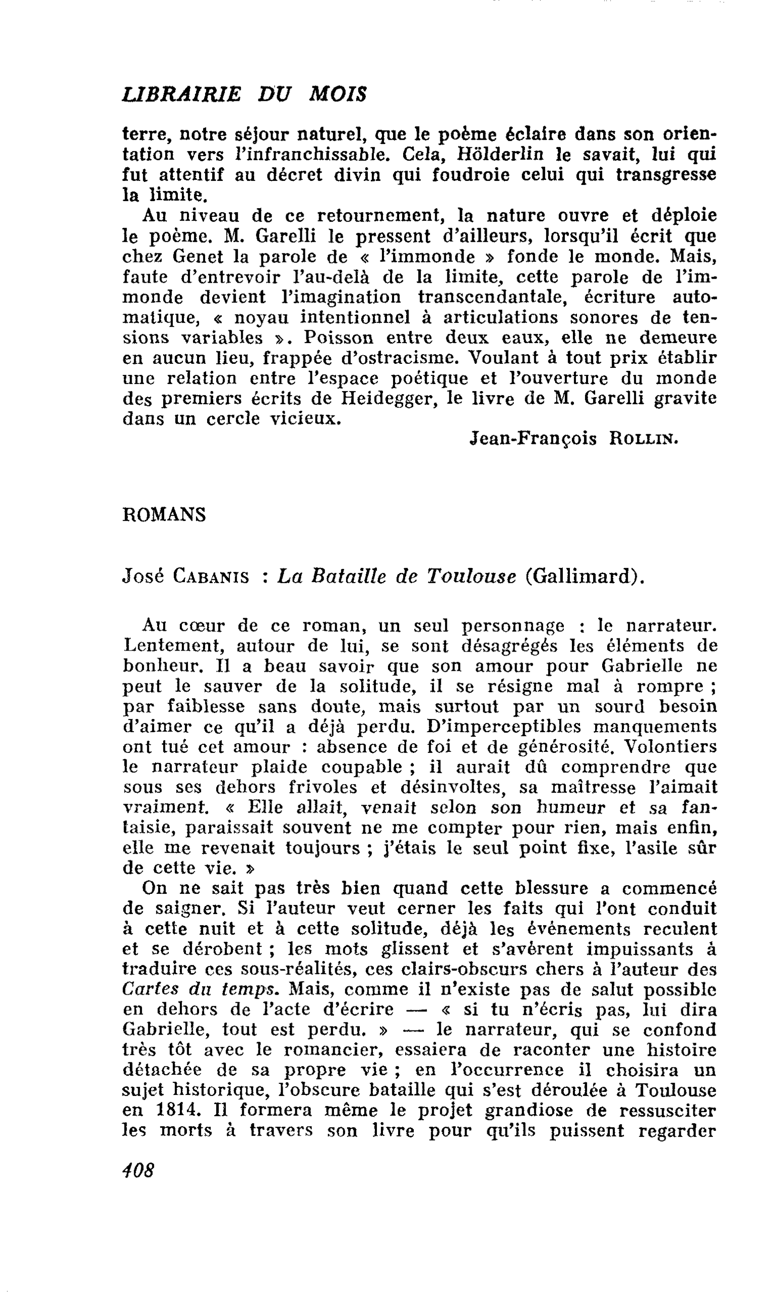 José Cabanis : La Bataille de Toulouse