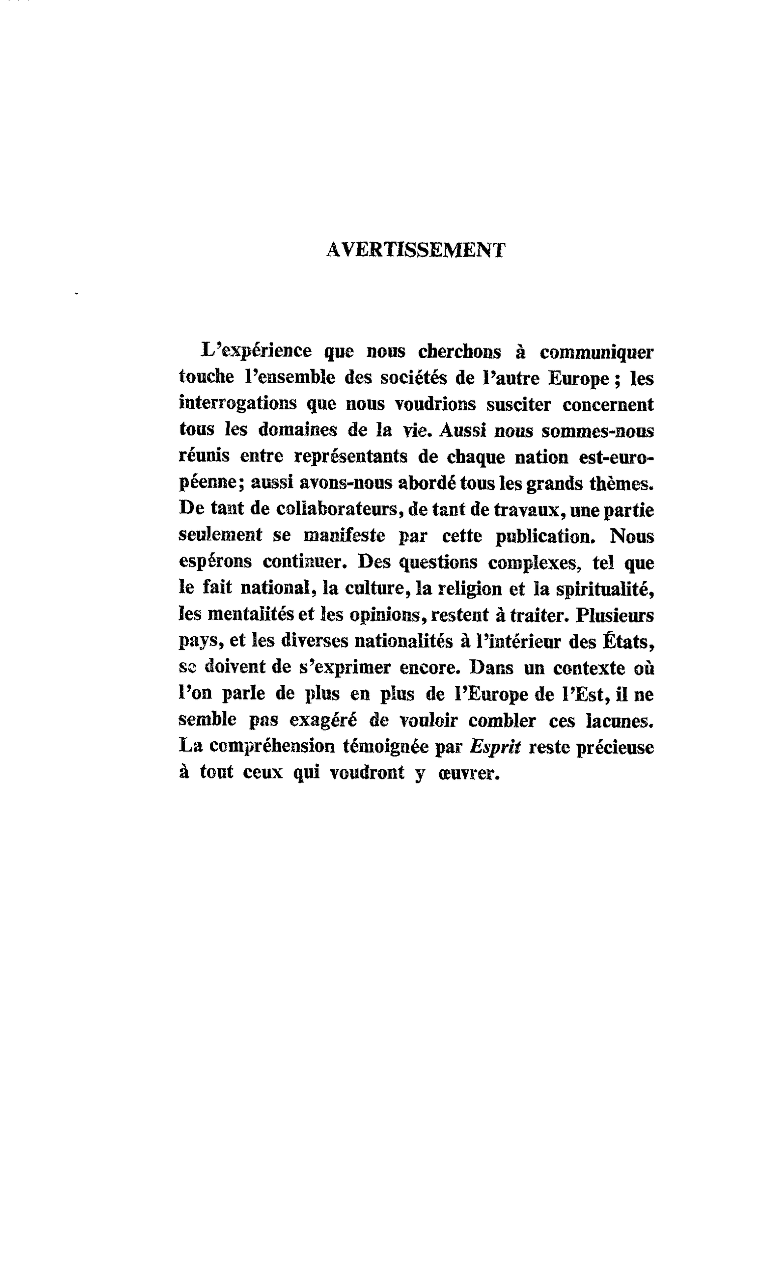 AVERTISSEMENT