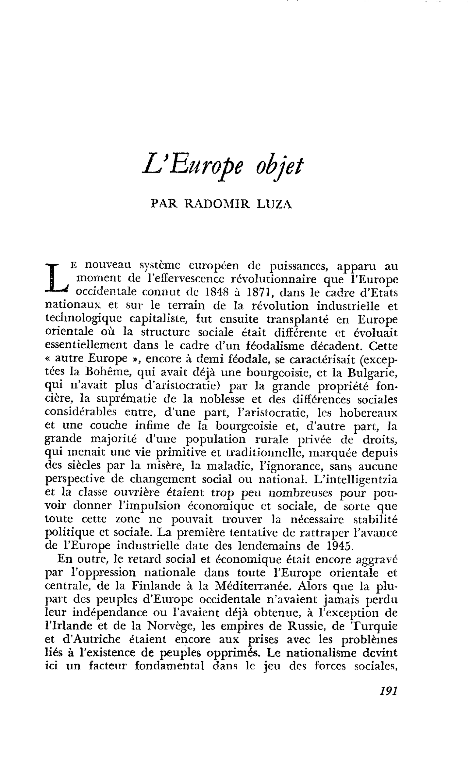 L’Europe objet