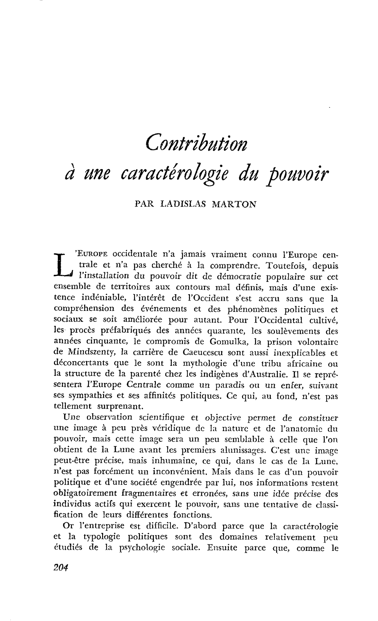 Contribution à une caractérologie du pouvoir