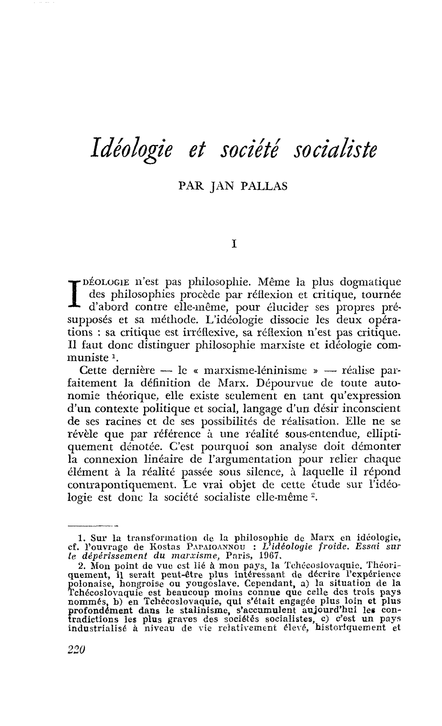 Idéologie et société socialiste