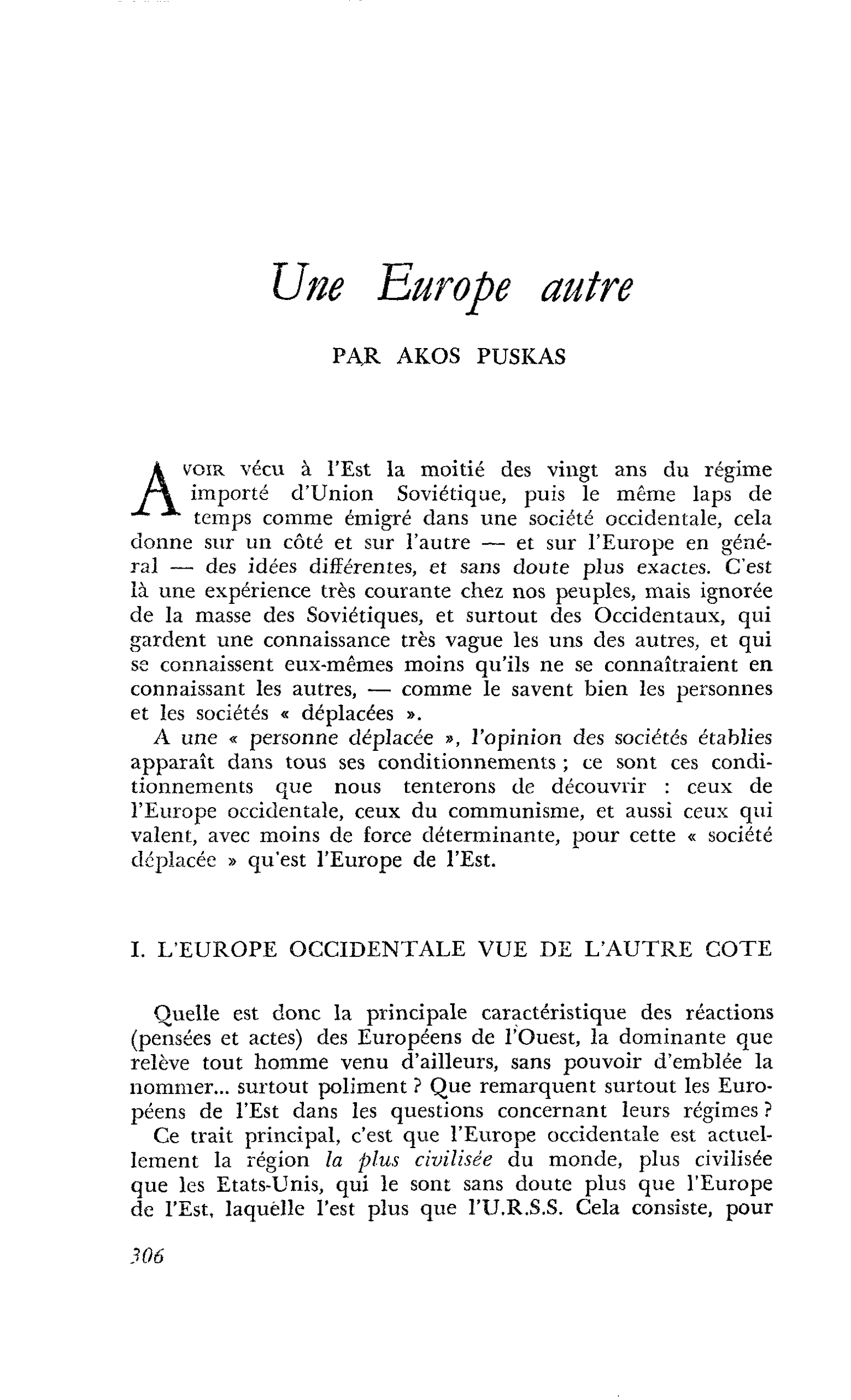 Une Europe autre