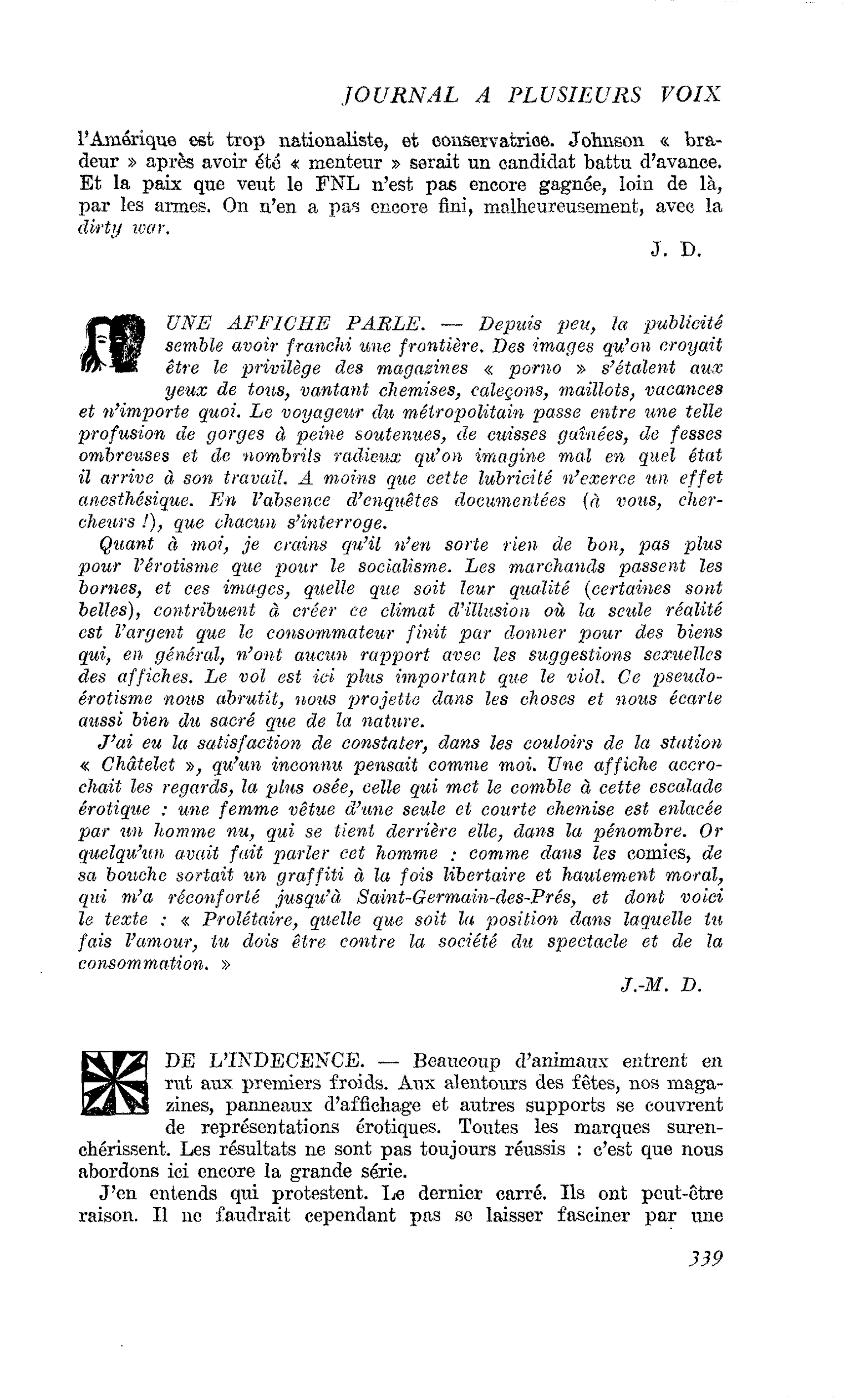 DE L’INDECENCE