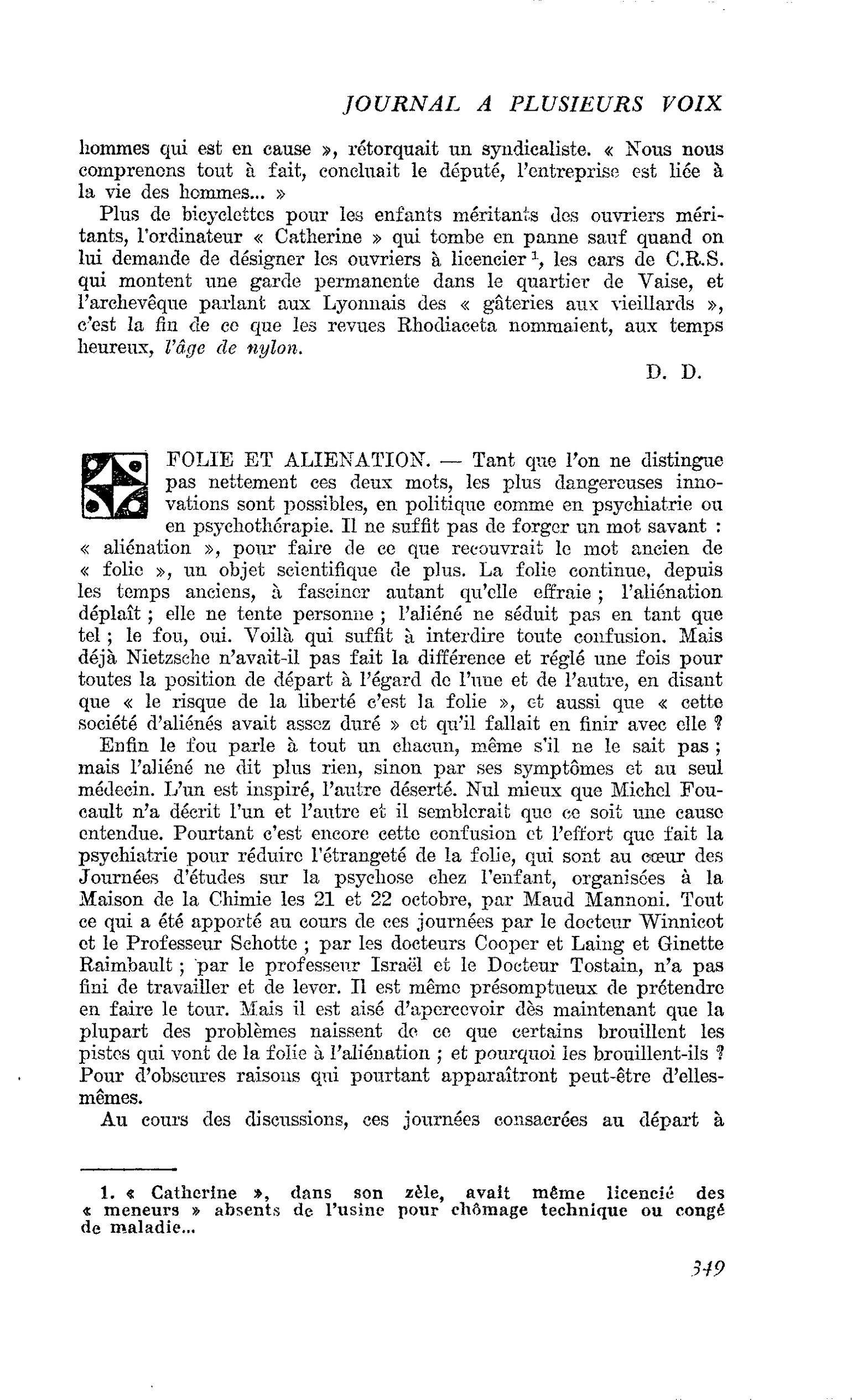 FOLIE ET ALIENATION