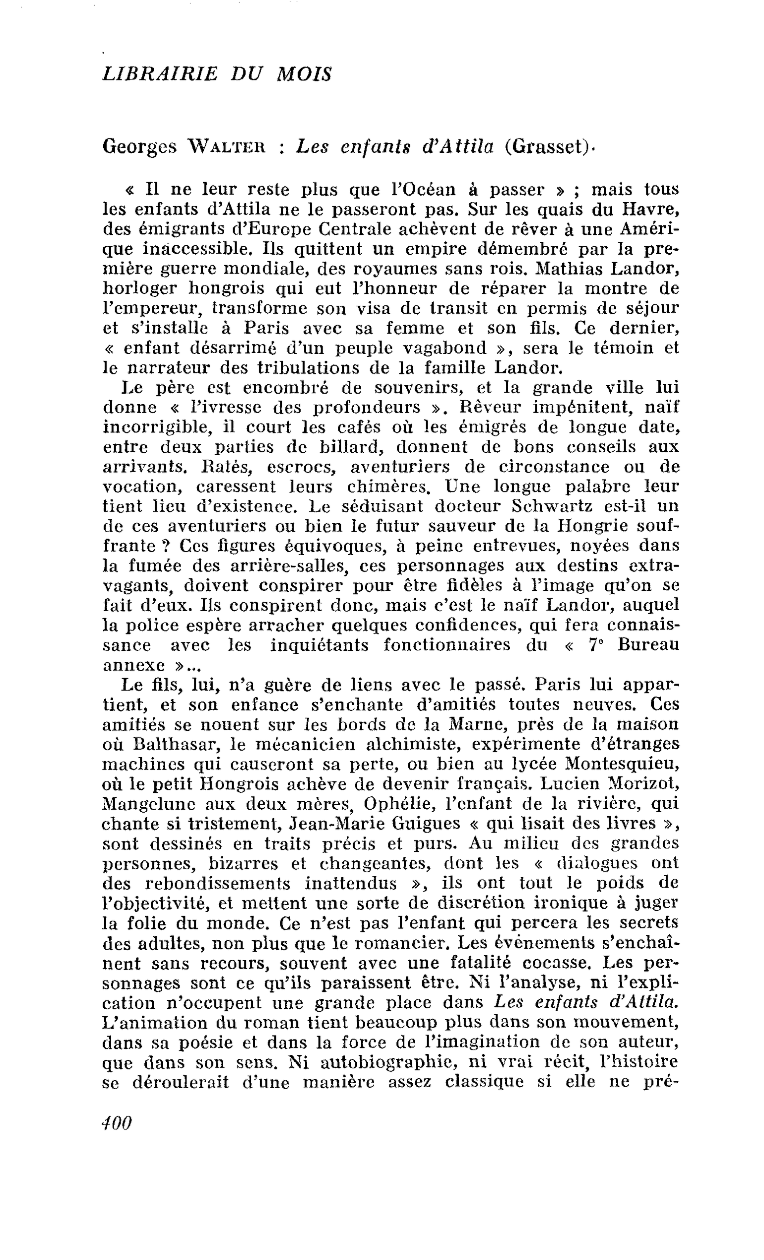 Georges WALTER : Les enfants d’Attila