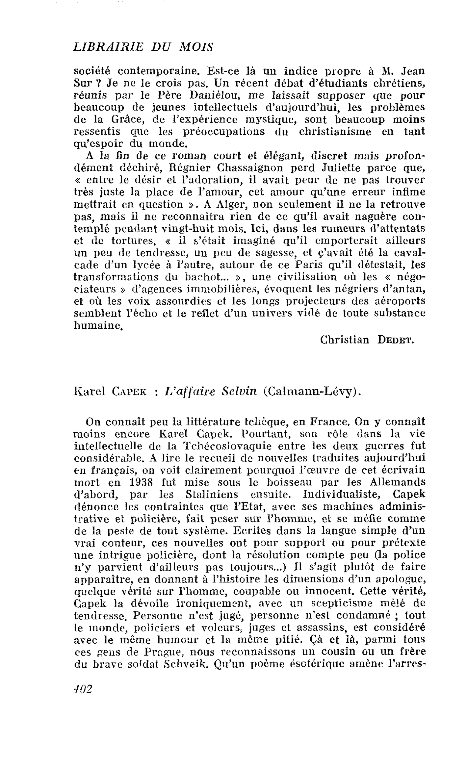 Karel Capek : L’affaire Selvin