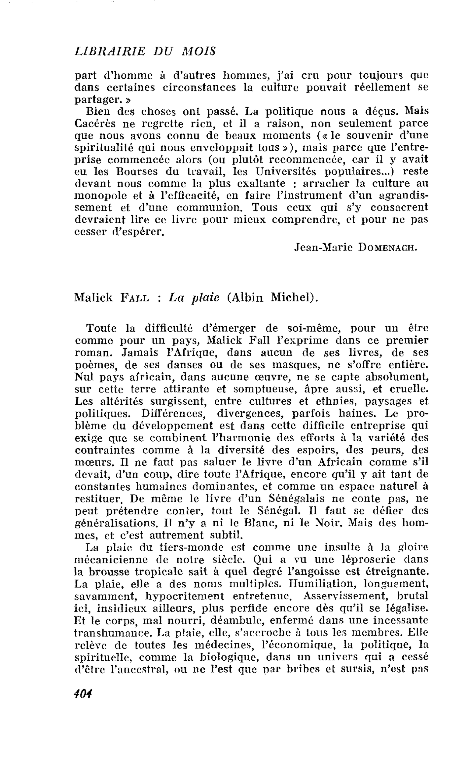 Malick Fall : La plaie