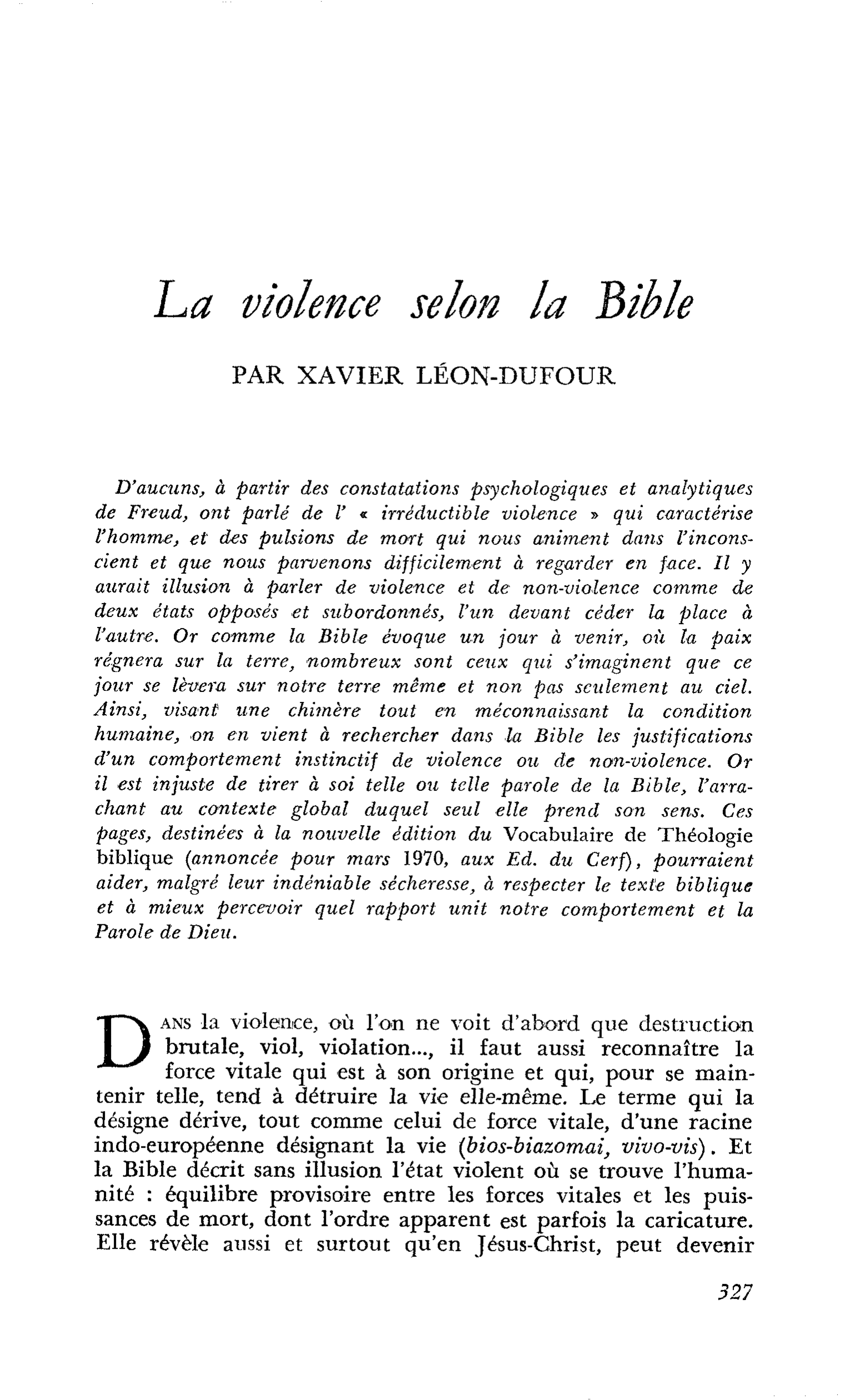 La violence selon la Bible