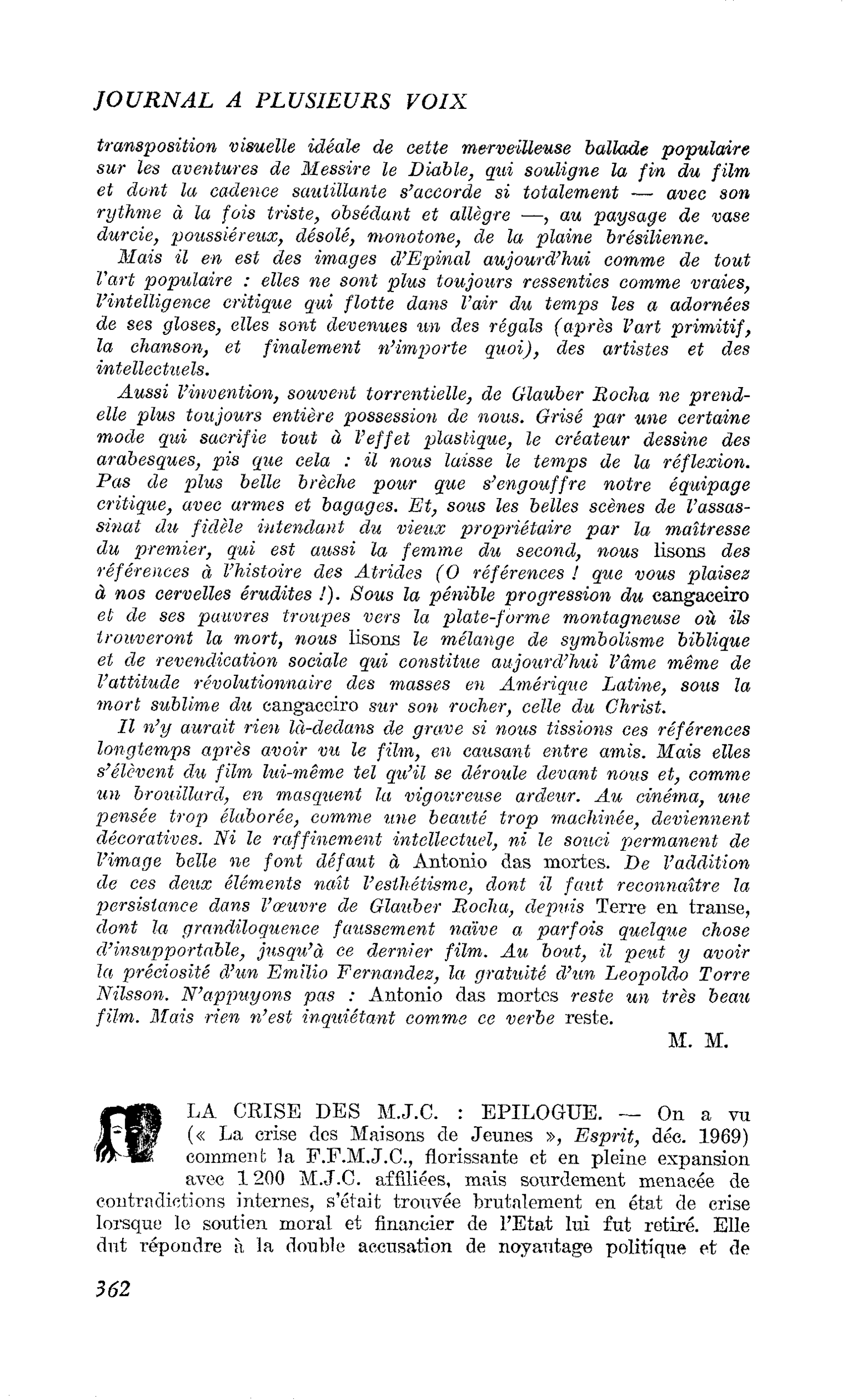 LA CRISE DES M.J.C. : EPILOGUE