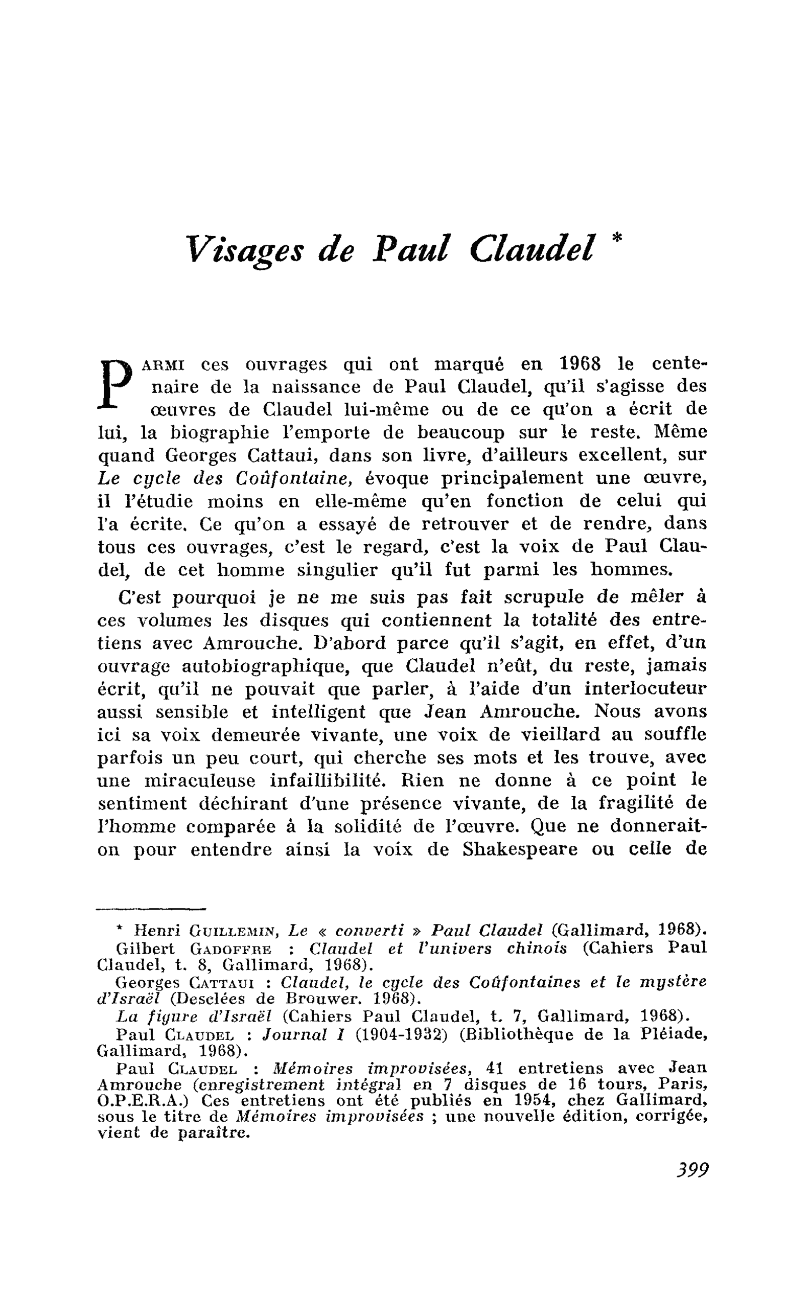 Visages de Paul Claudel