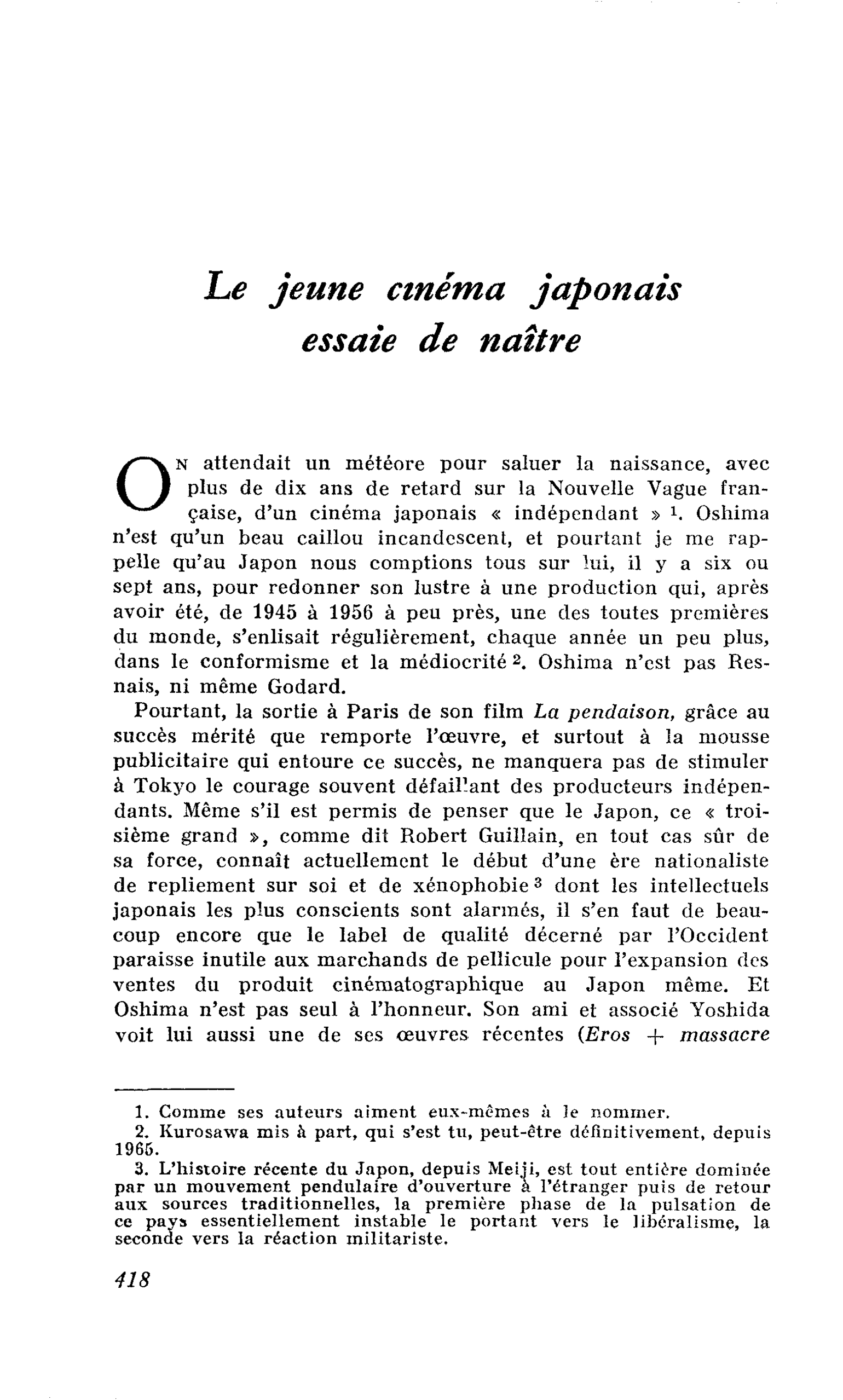 Le jeune cinéma japonais essaie de naître