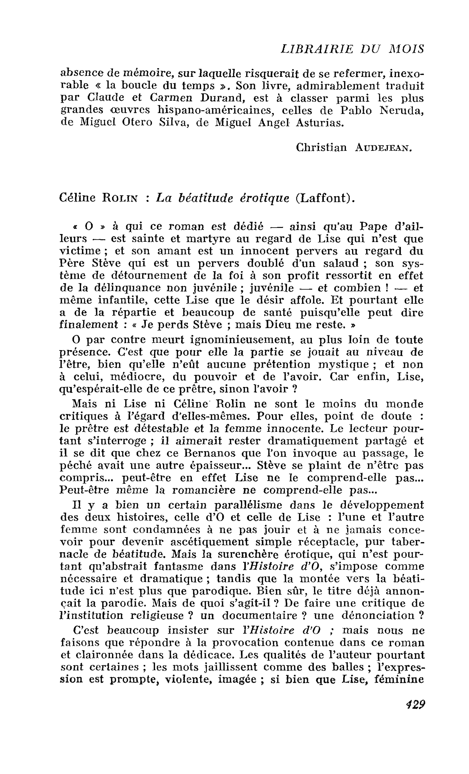 Céline Rolin : La béatitude érotique