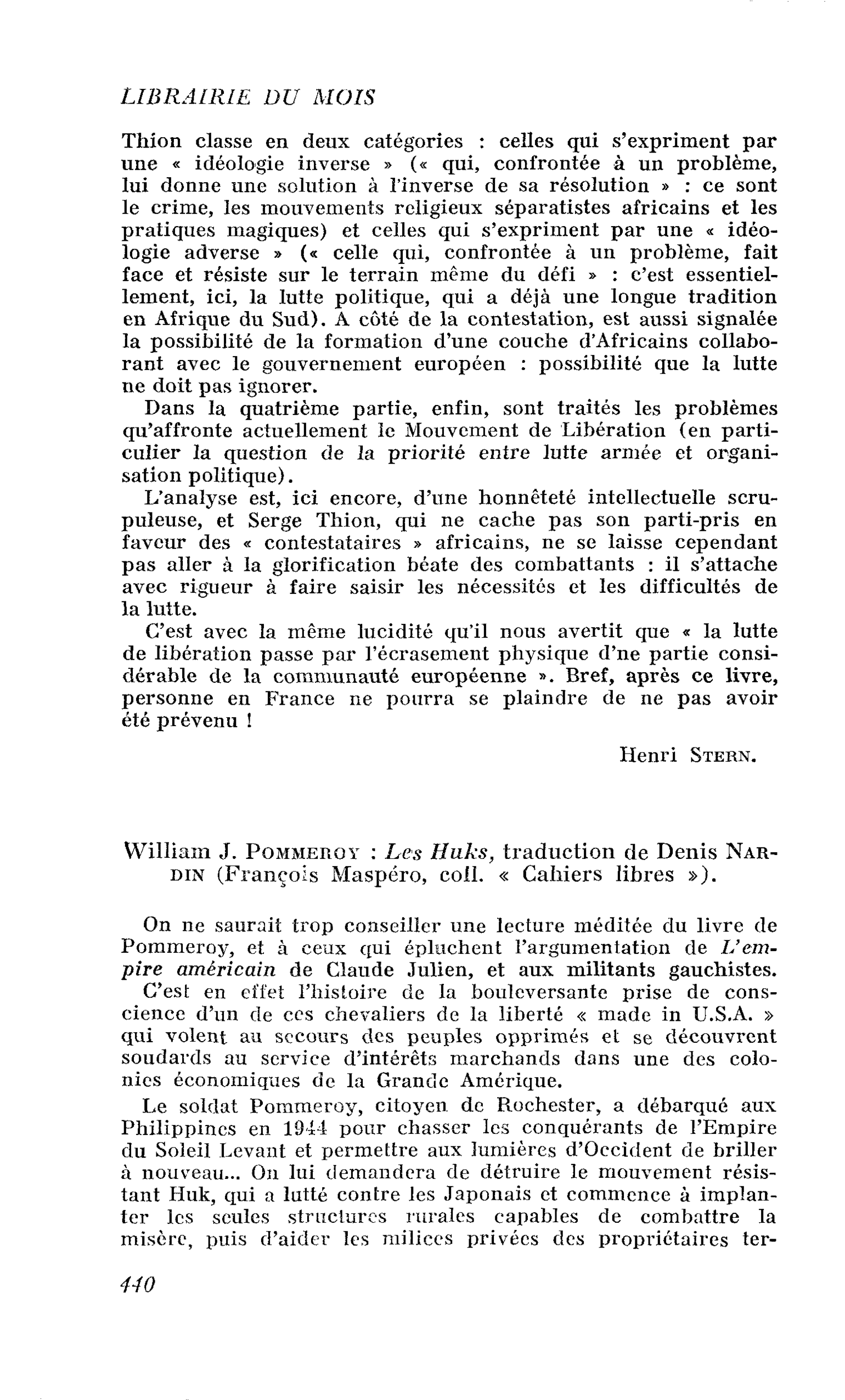 William J. Pommeroy : Les Huks