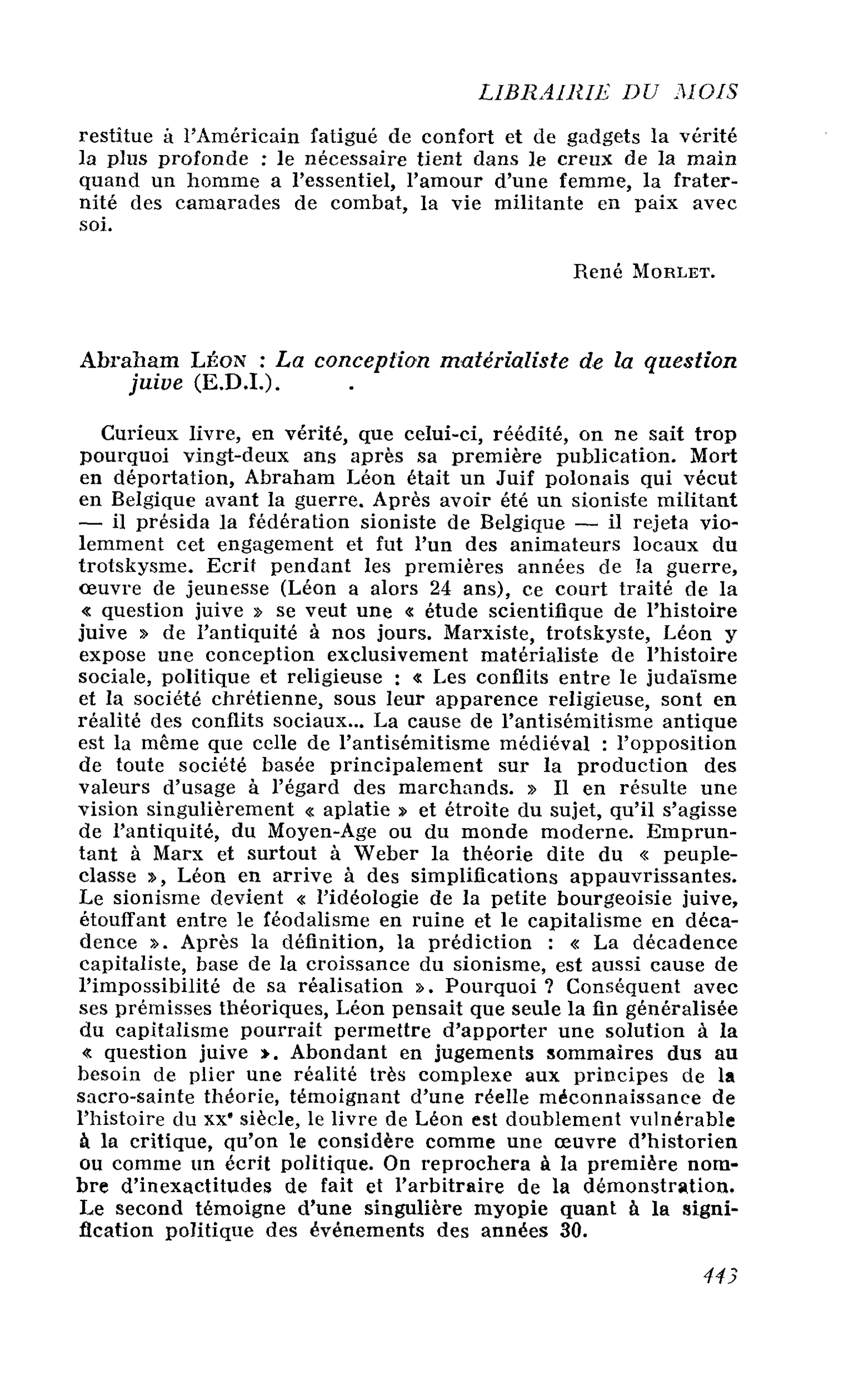 Abraham Léon : La conception matérialiste de la question juive