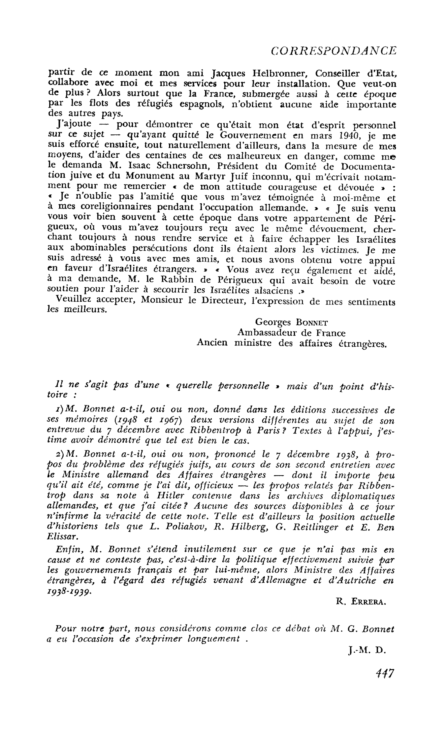 Correspondance